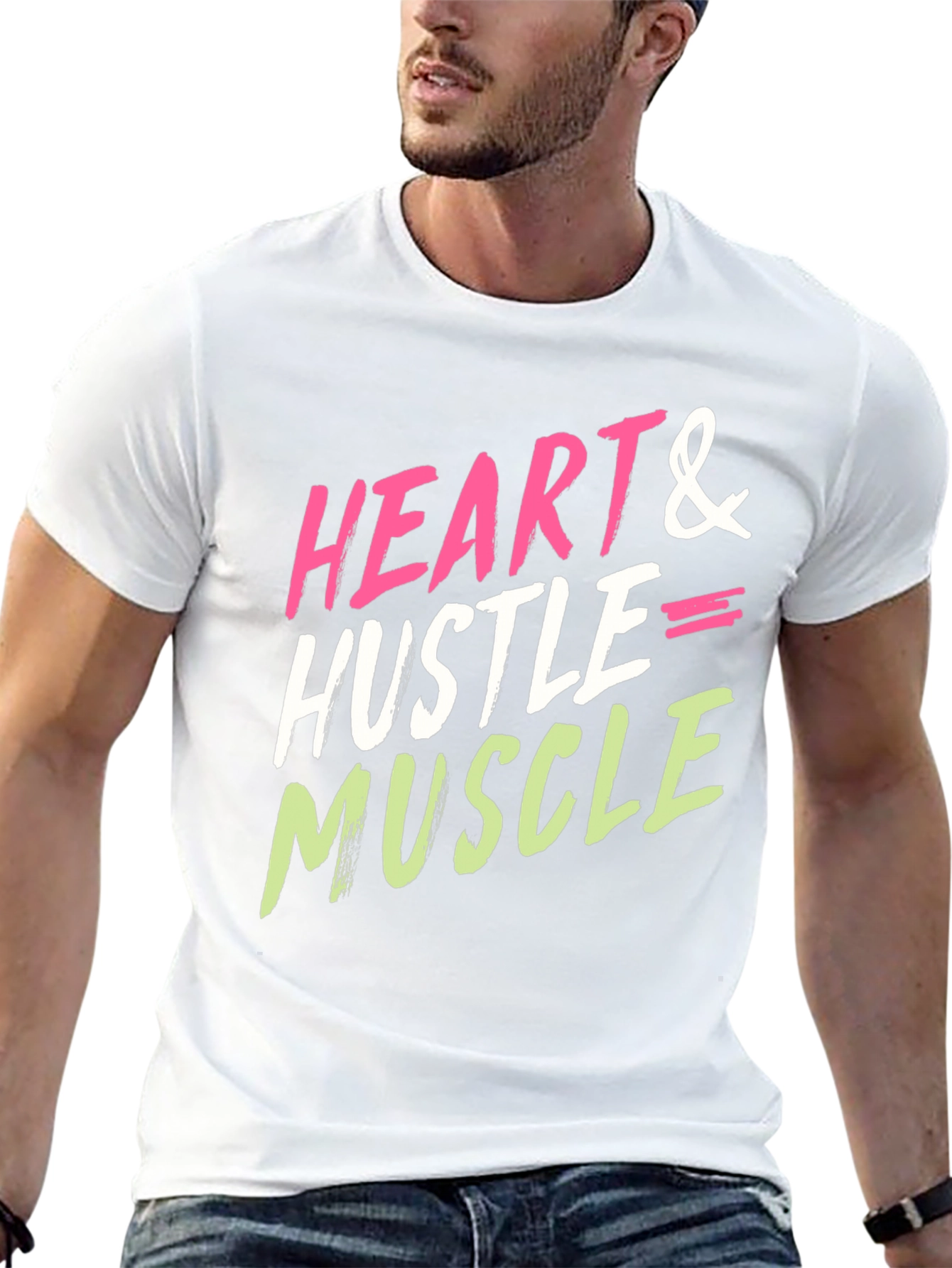Heart Hustle Muscle Graphic Tee - Black Cotton Blend