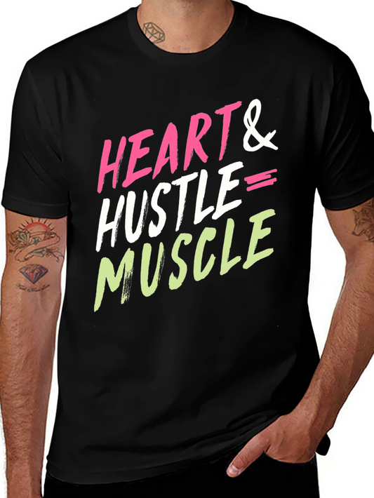 Heart Hustle Muscle Graphic Tee - Black Cotton Blend