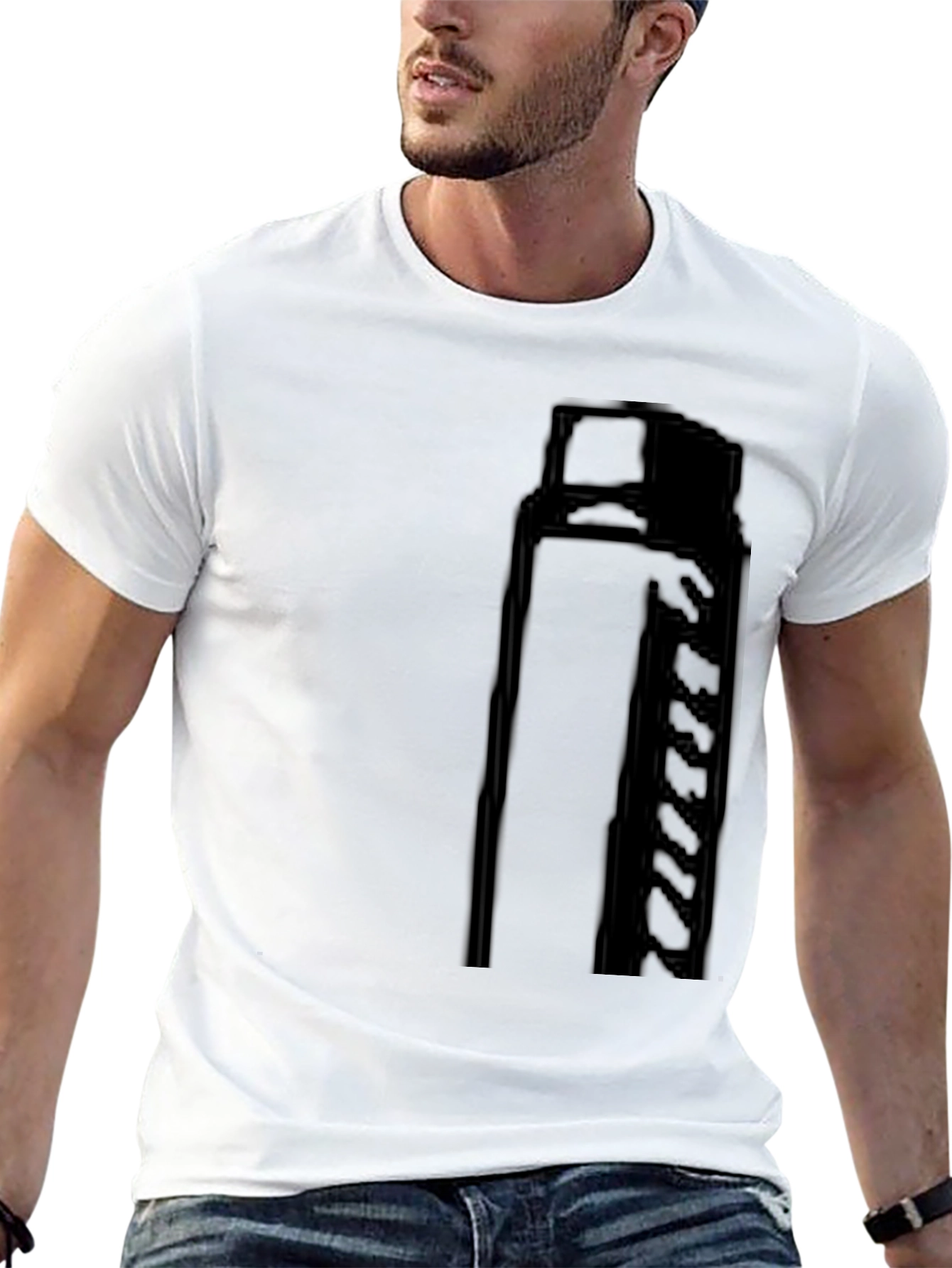 Mens Black Casual Graphic T-Shirt