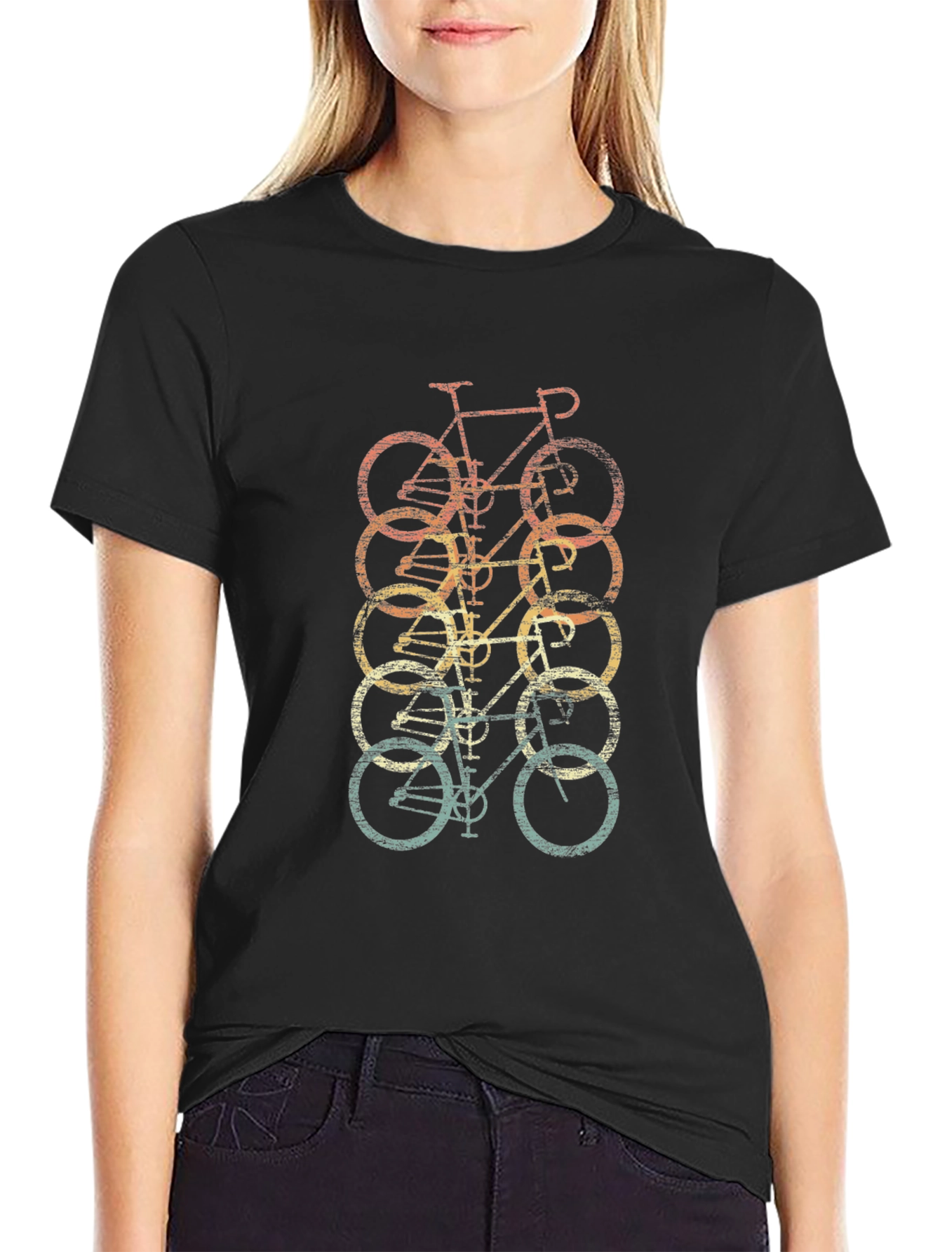 Retro Bicycle Stack Graphic Tee - Black