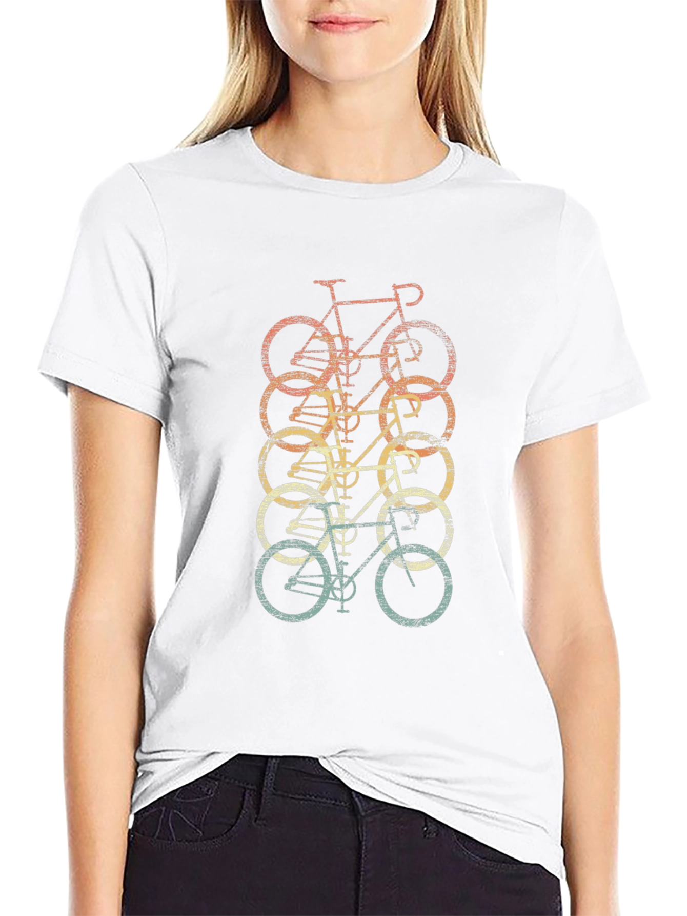 Retro Bicycle Stack Graphic Tee - Black