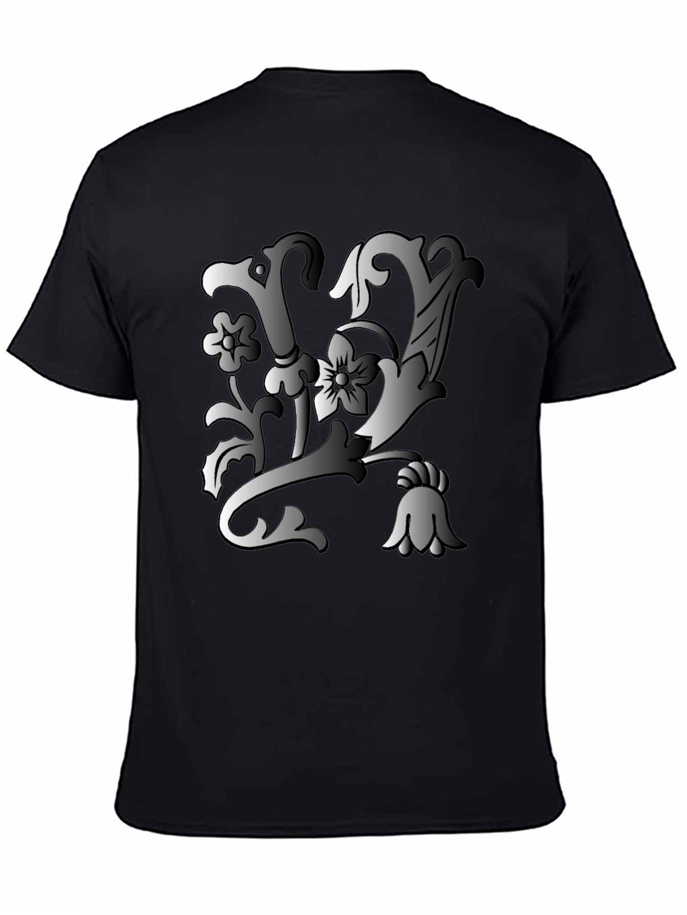 Floral Letter Tee - Black