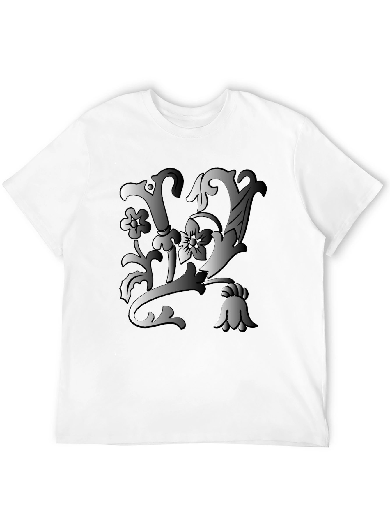 Floral Letter Tee - Black