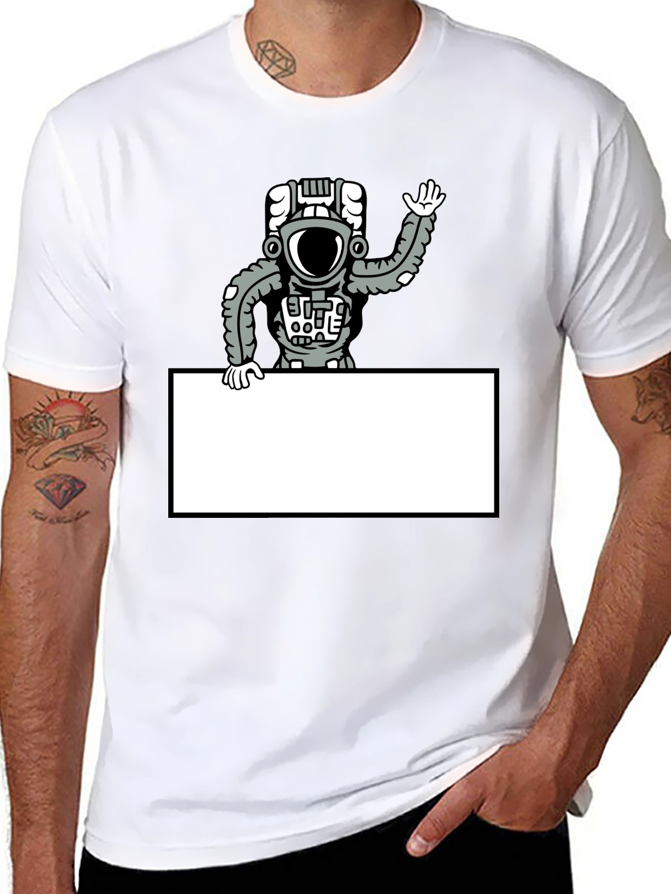 Astronaut Graphic Print Mens Black T-Shirt
