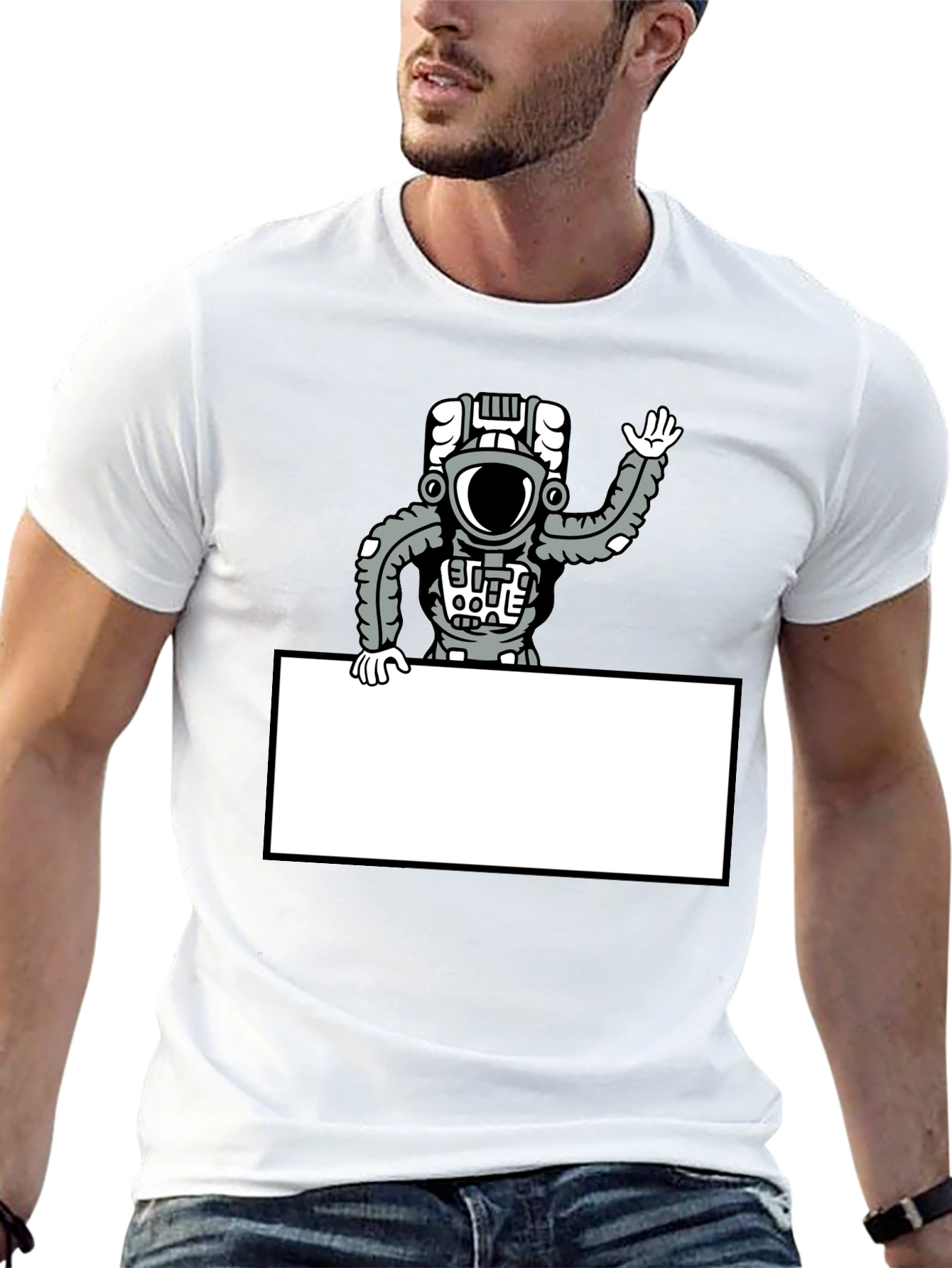 Astronaut Graphic Print Mens Black T-Shirt