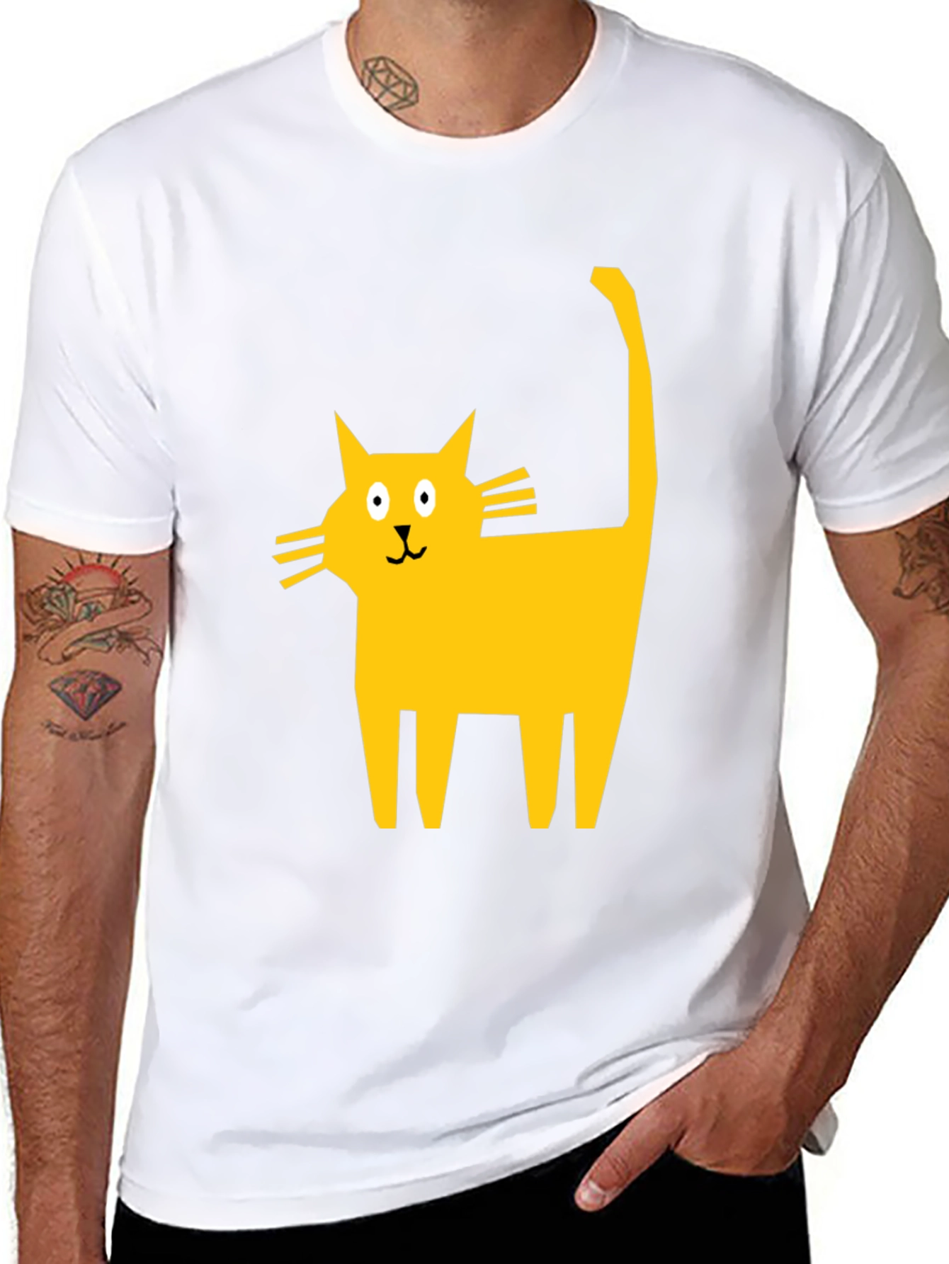 Modern Cat Graphic Tee - Black