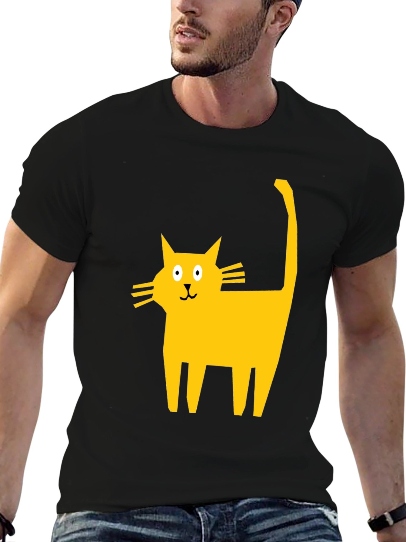 Modern Cat Graphic Tee - Black