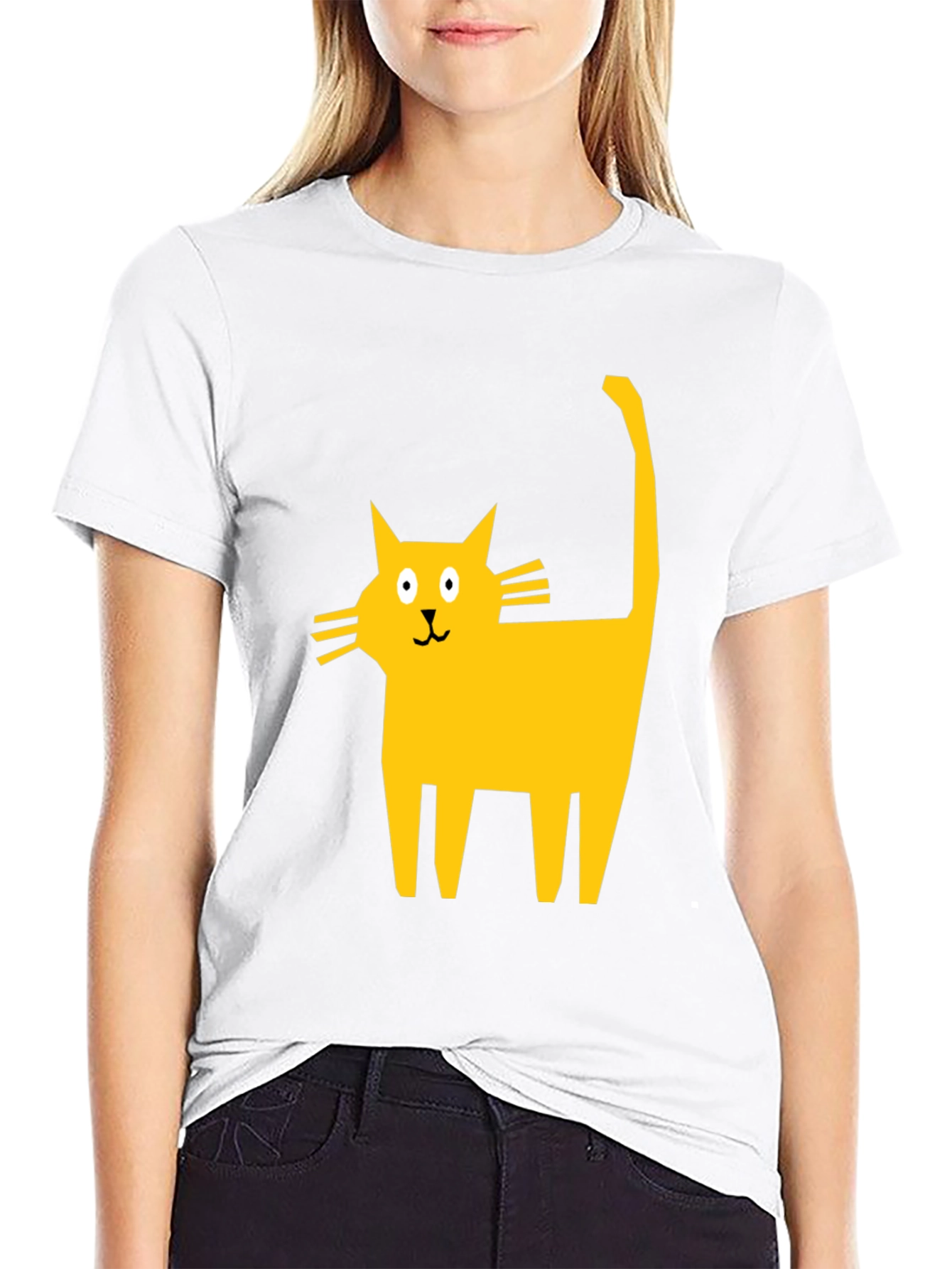 Modern Cat Graphic Tee - Black