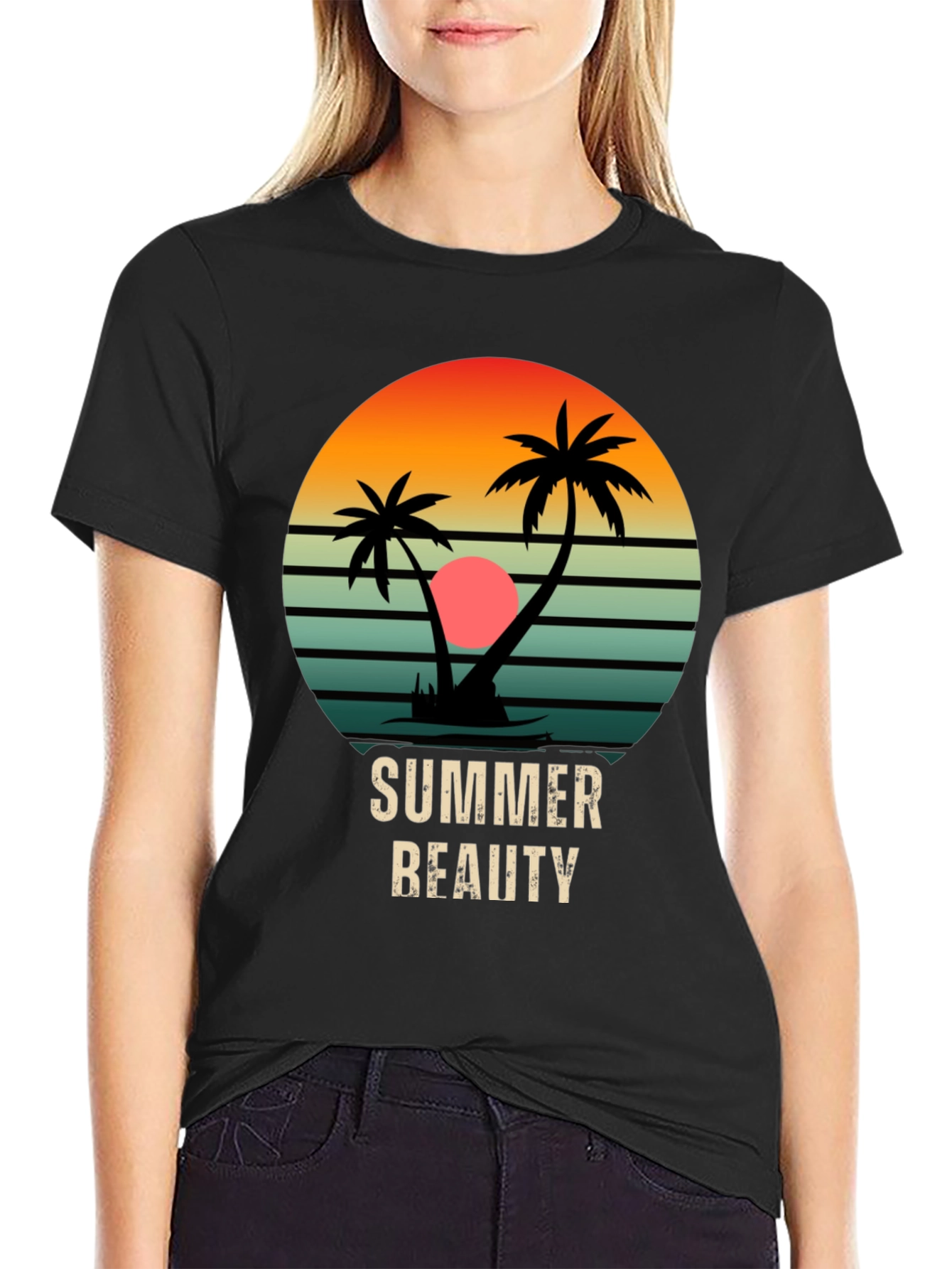 Summer Beauty Black Graphic Tee