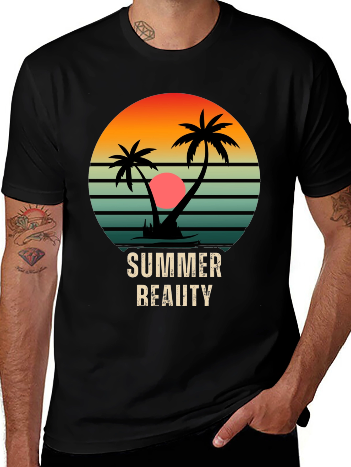 Summer Beauty Black Graphic Tee