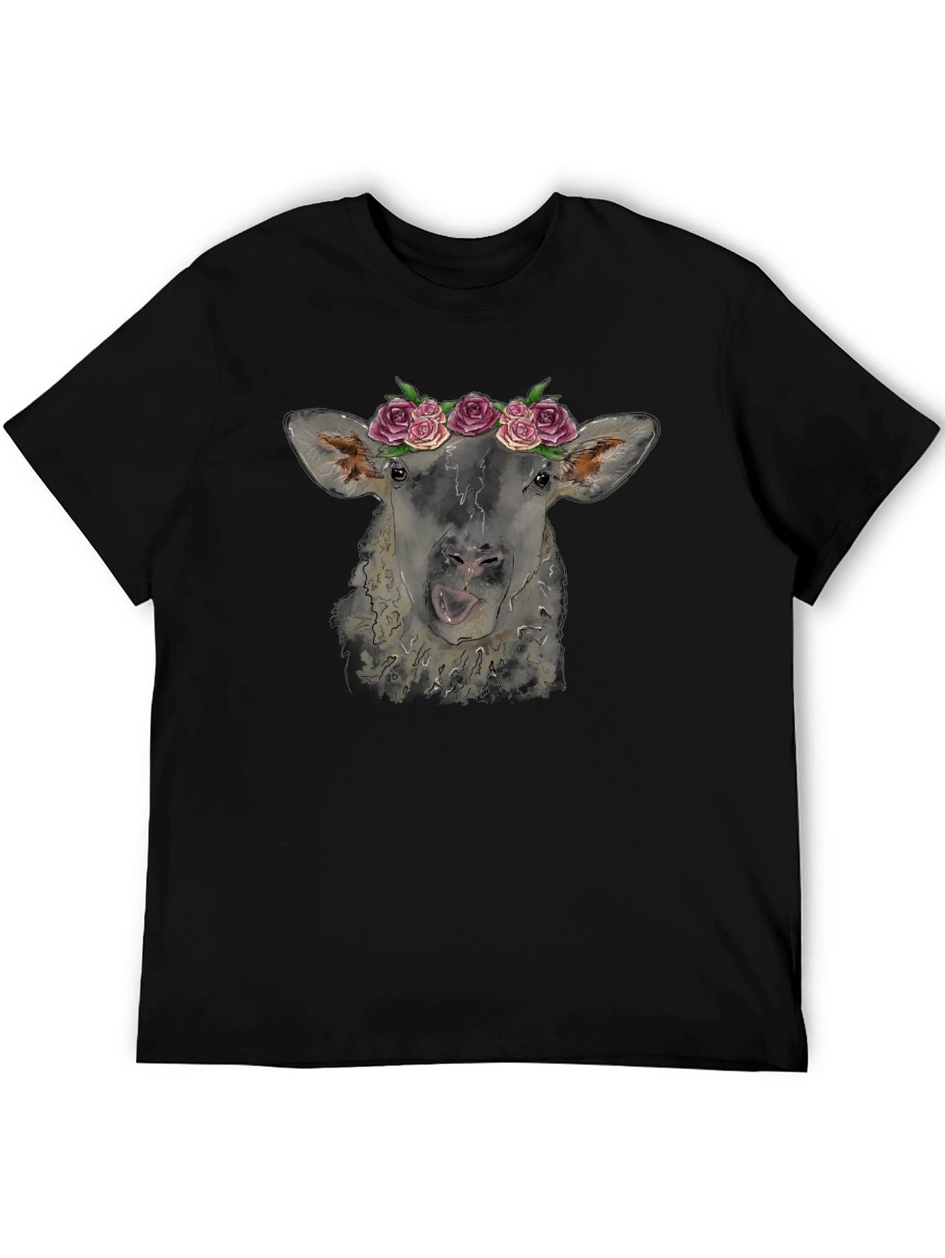 Floral Sheep Tee - Quirky Animal Graphic T-Shirt