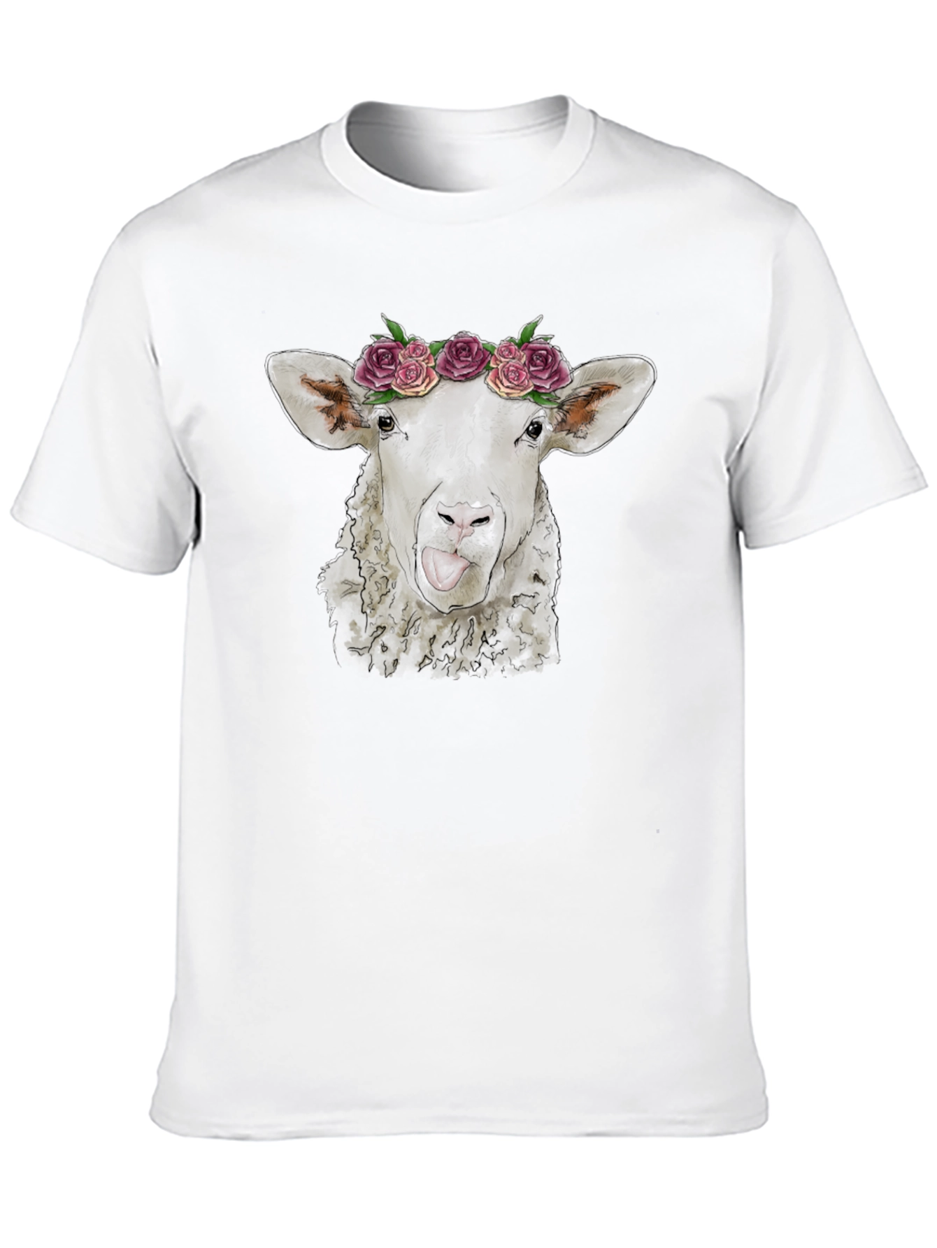 Floral Sheep Tee - Quirky Animal Graphic T-Shirt