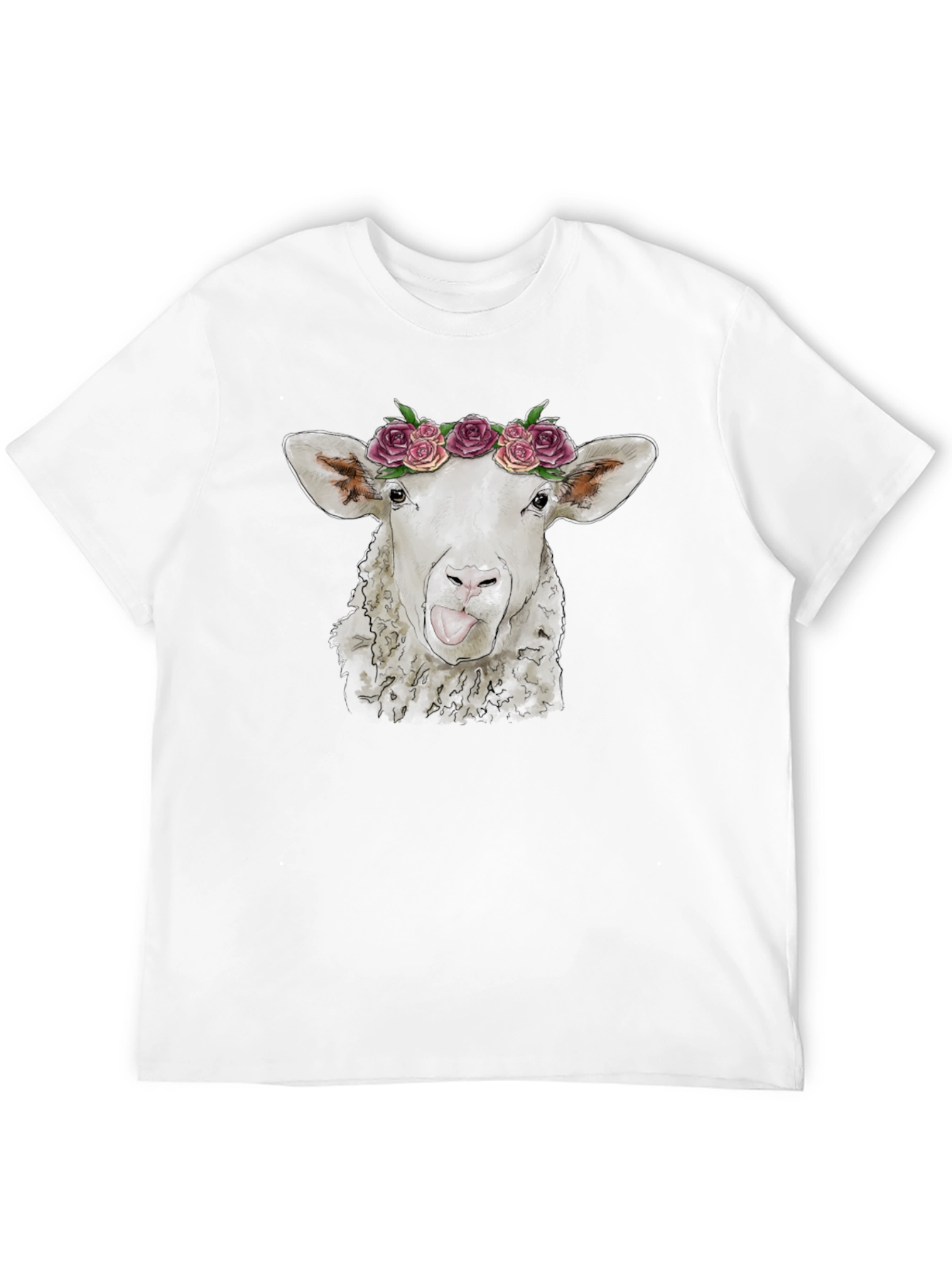 Floral Sheep Tee - Quirky Animal Graphic T-Shirt