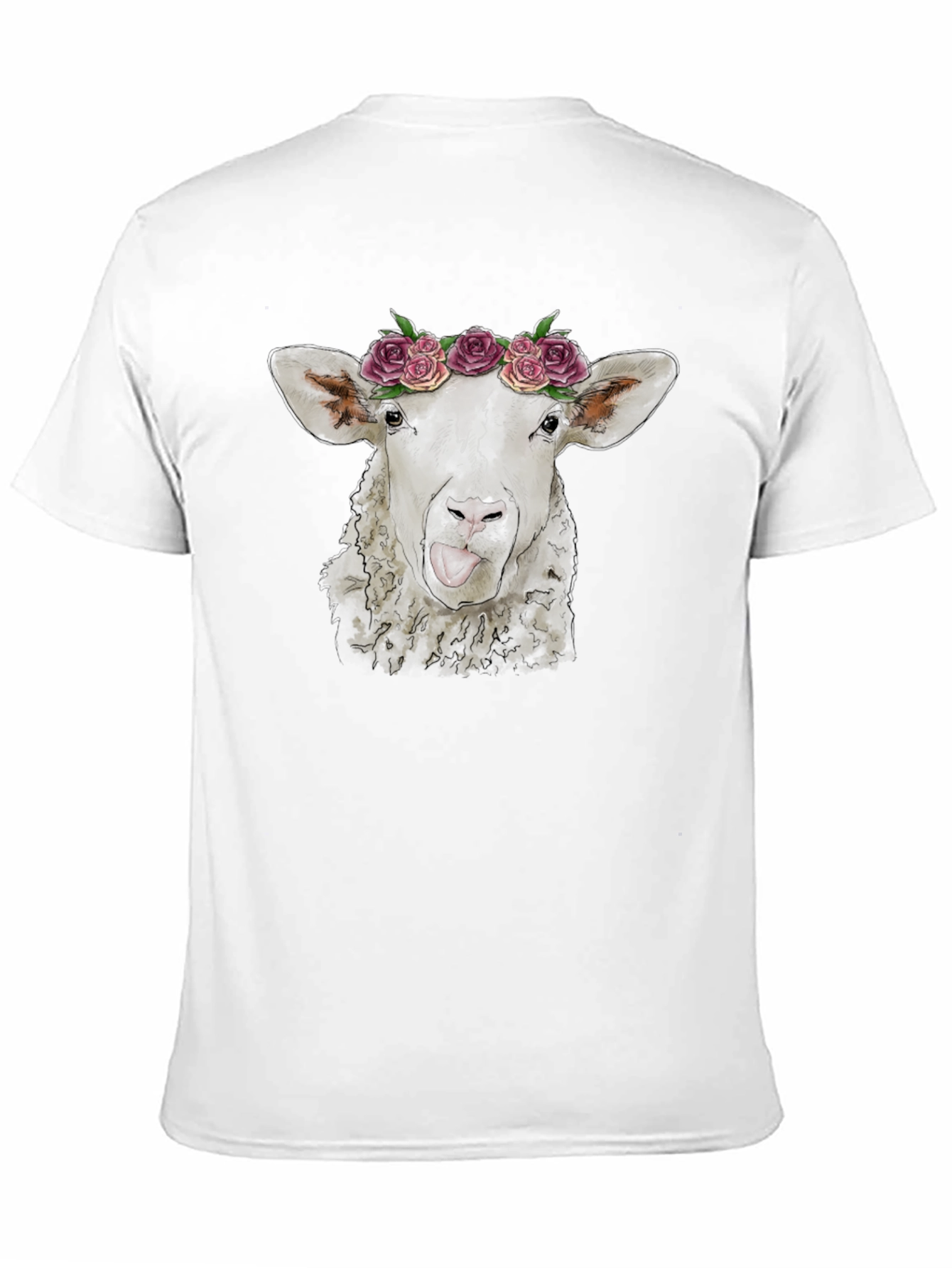 Floral Sheep Tee - Quirky Animal Graphic T-Shirt