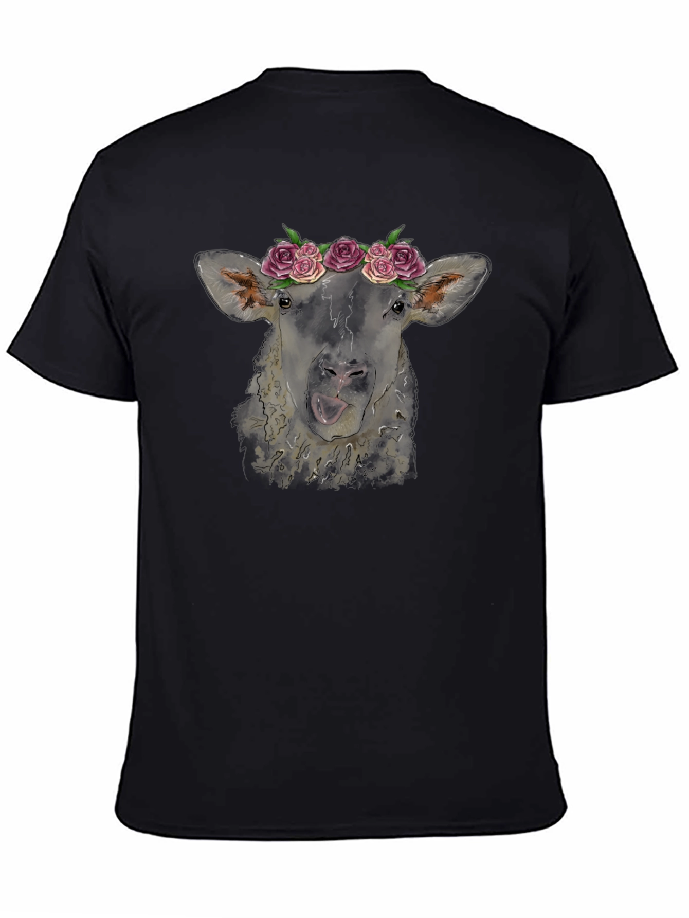 Floral Sheep Tee - Quirky Animal Graphic T-Shirt