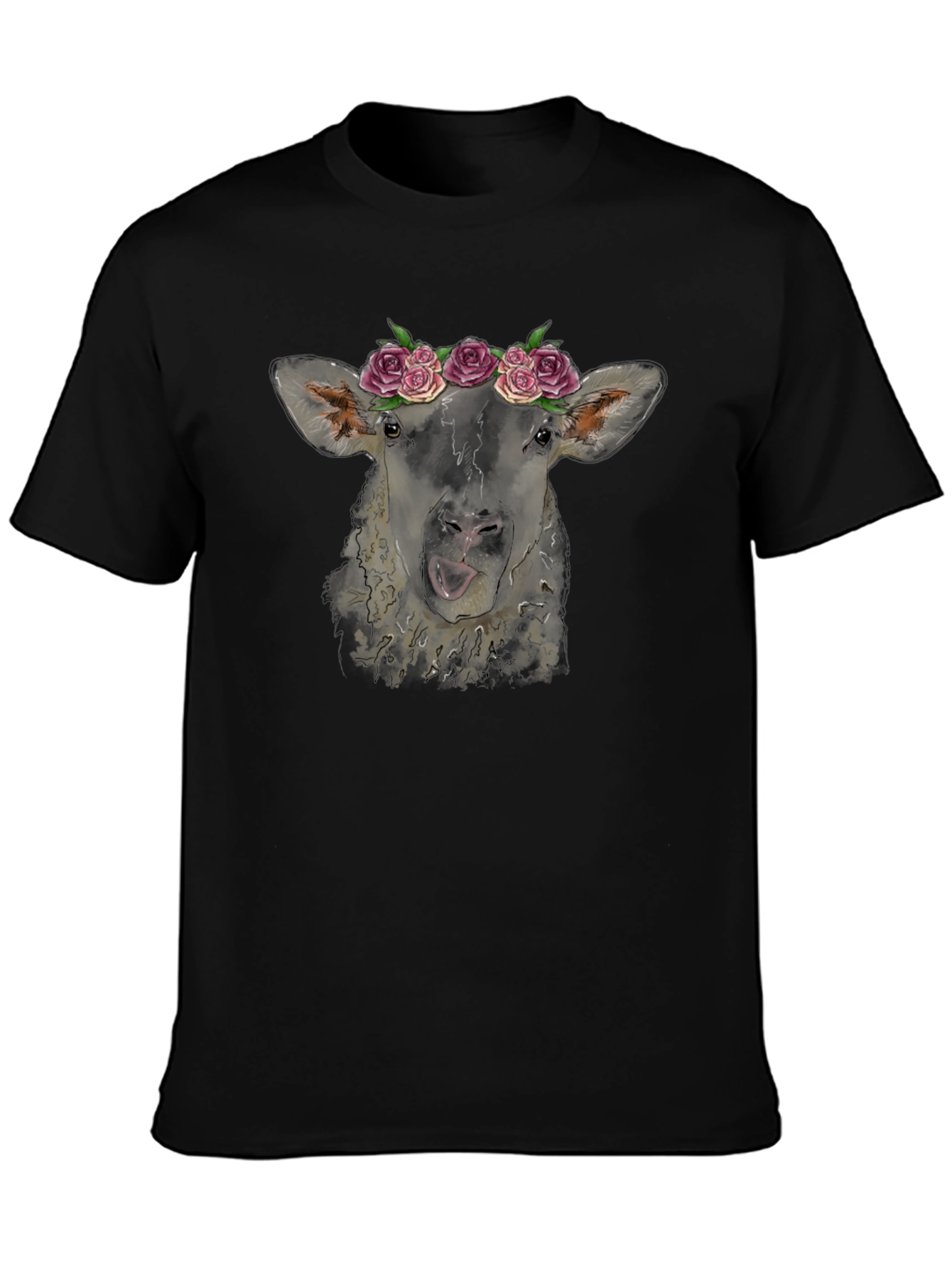 Floral Sheep Tee - Quirky Animal Graphic T-Shirt