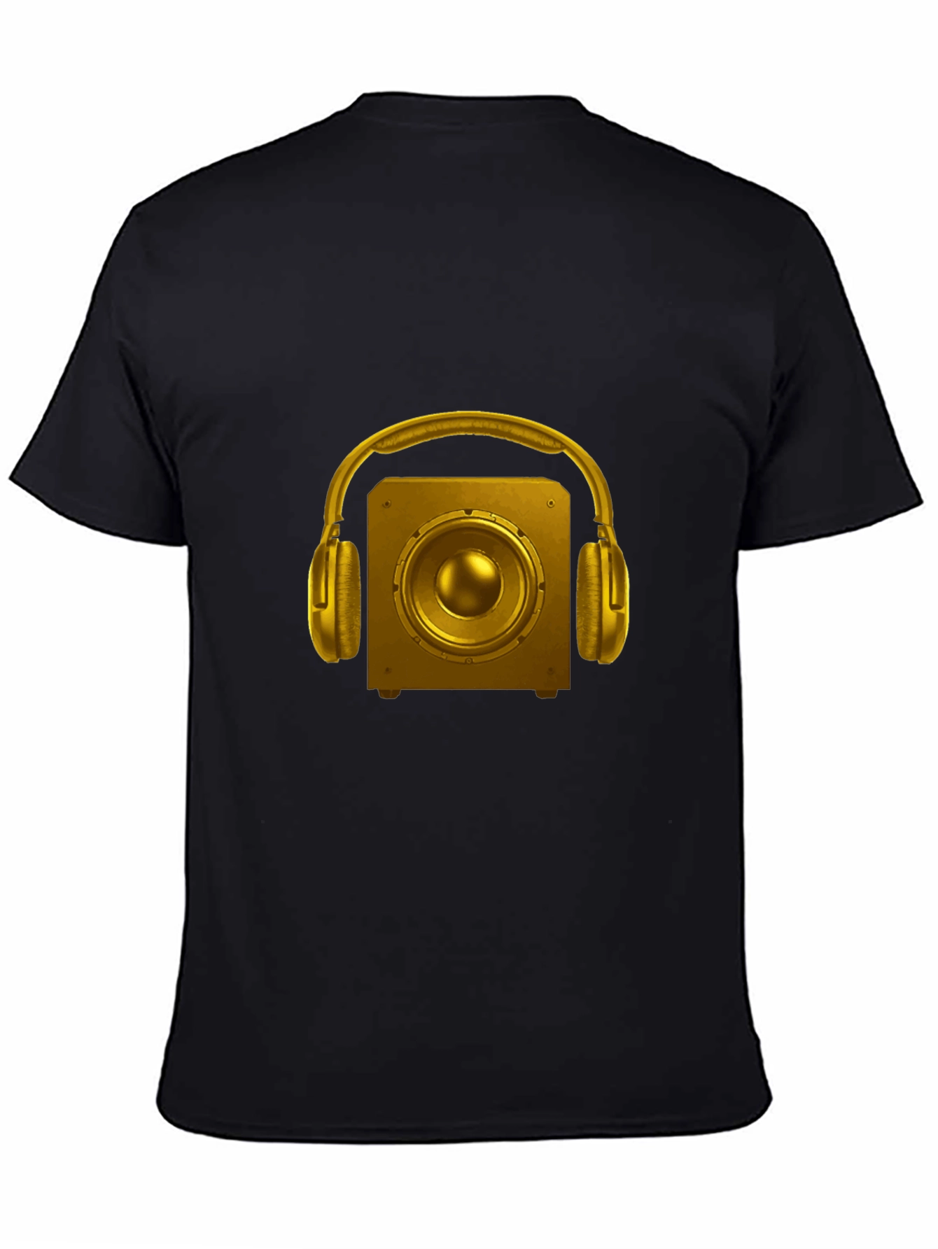 Golden Speaker & Headphone Graphic Black Tee
