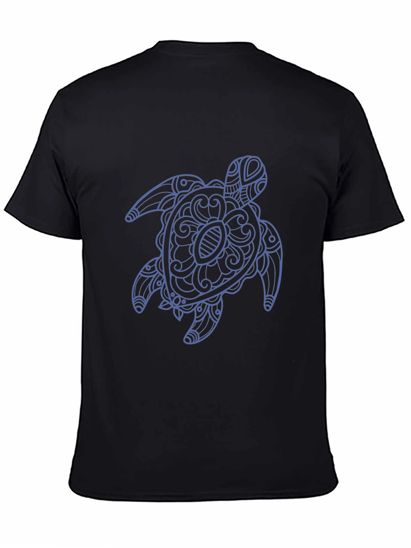 Mens Black T-Shirt with Blue Turtle Graphic