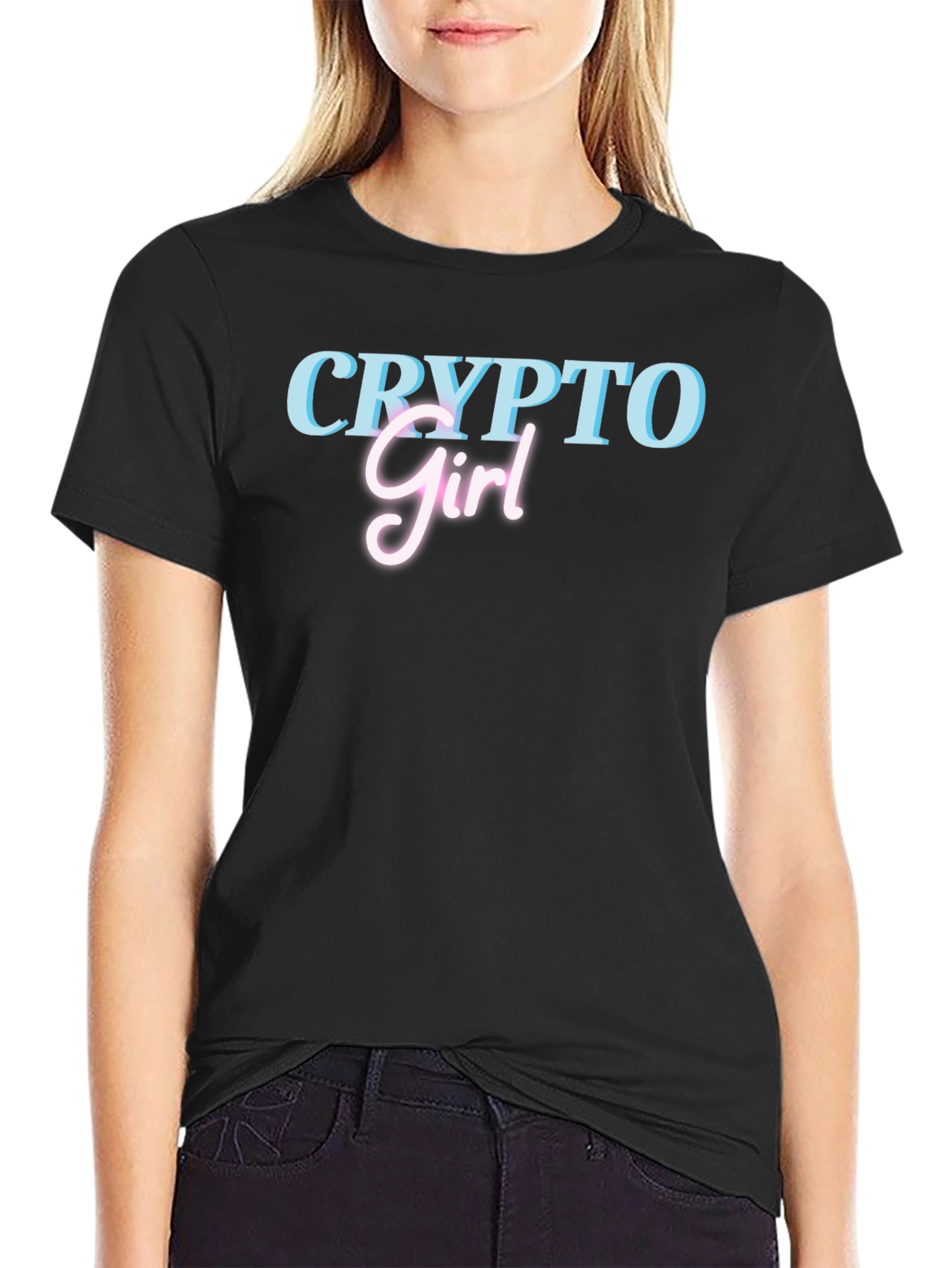 Crypto Girl Black T-Shirt - Trendy Graphic Tee