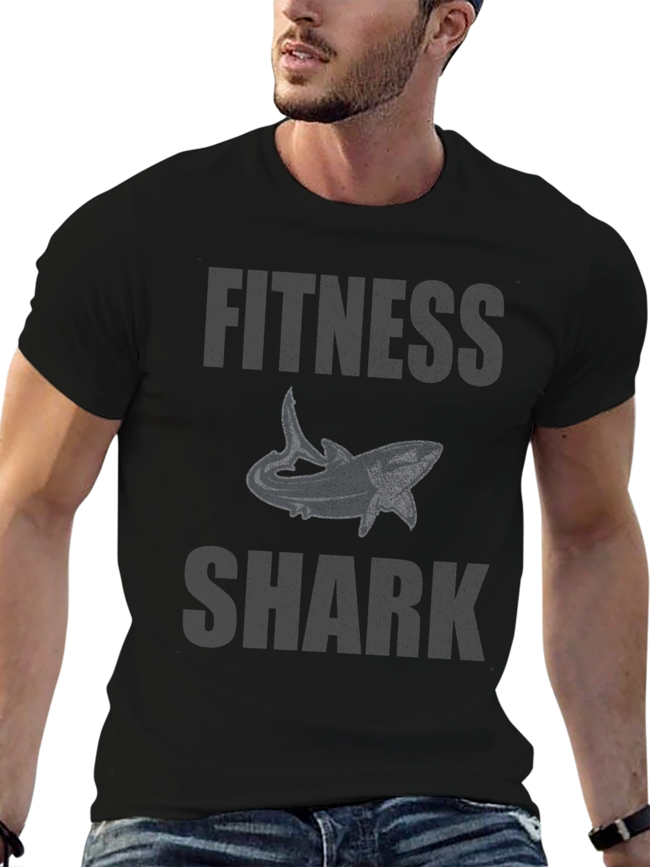 Fitness Shark Graphic Tee - Black