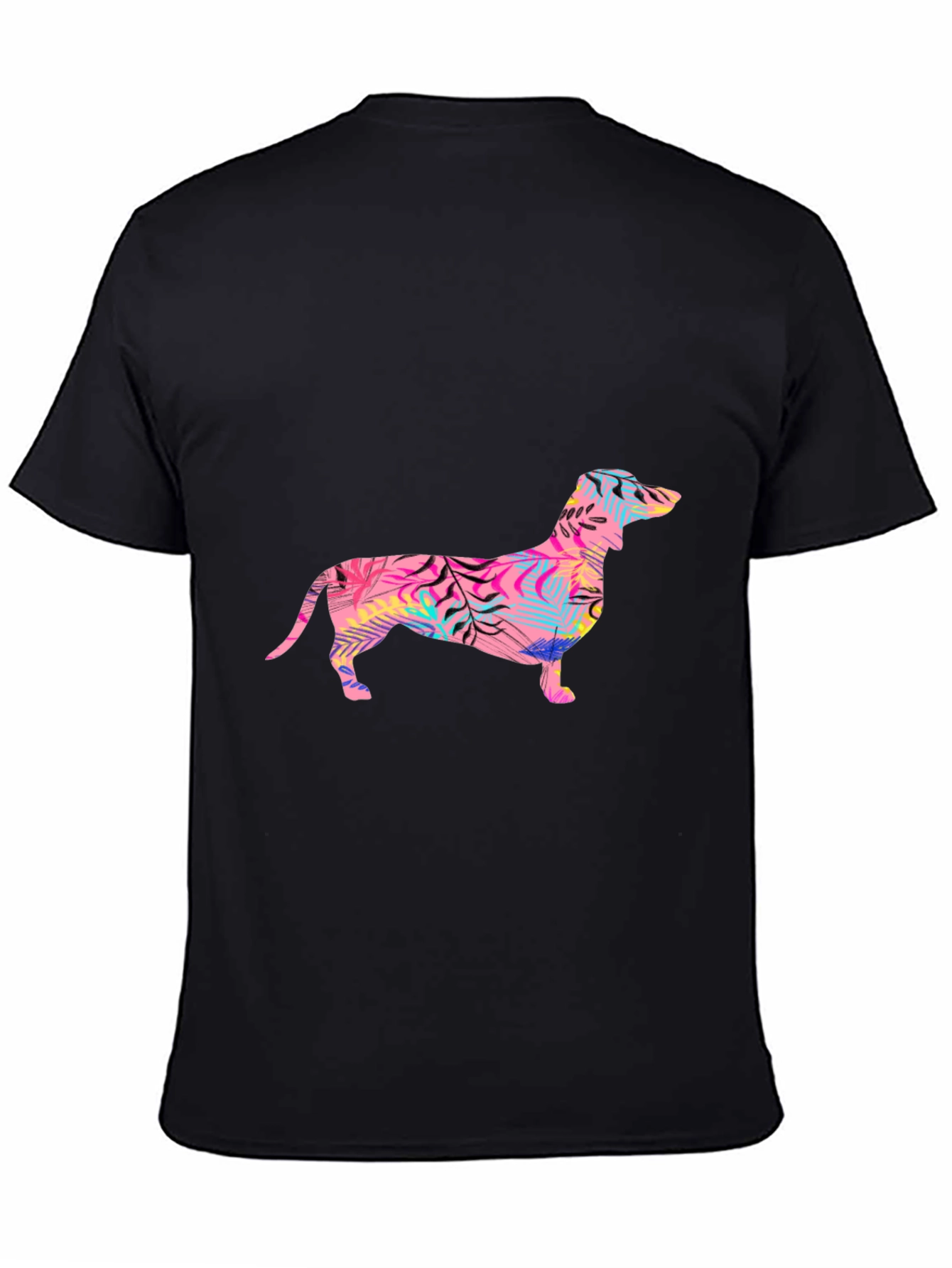 Tropical Dachshund Graphic Tee - Mens Black T-Shirt