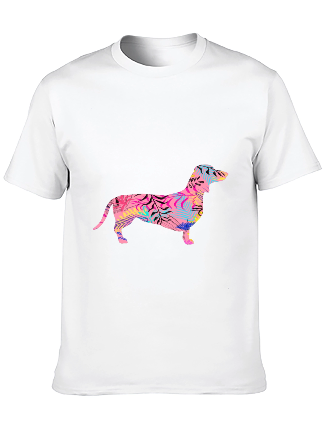 Tropical Dachshund Graphic Tee - Mens Black T-Shirt