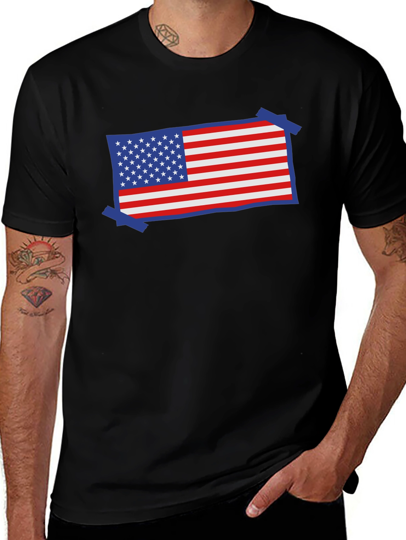 USA Flag Patriotic T-Shirt - Red White and Blue