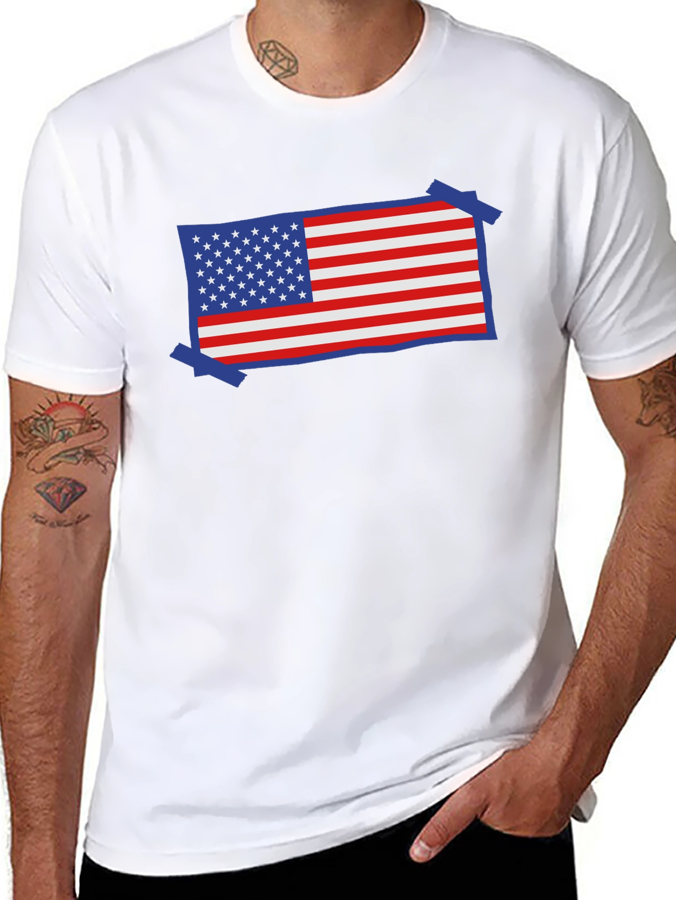 USA Flag Patriotic T-Shirt - Red White and Blue