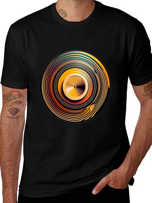 Retro Record Graphic Tee - Cool Circular Design