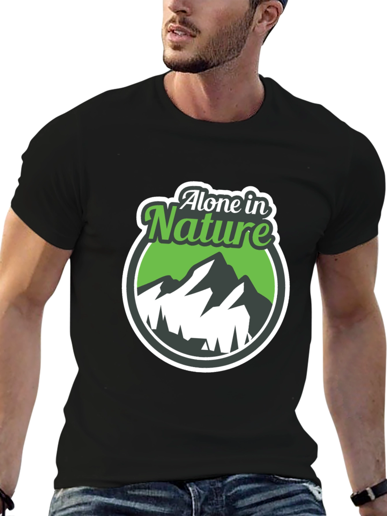 Alone in Nature Graphic T-Shirt - Black