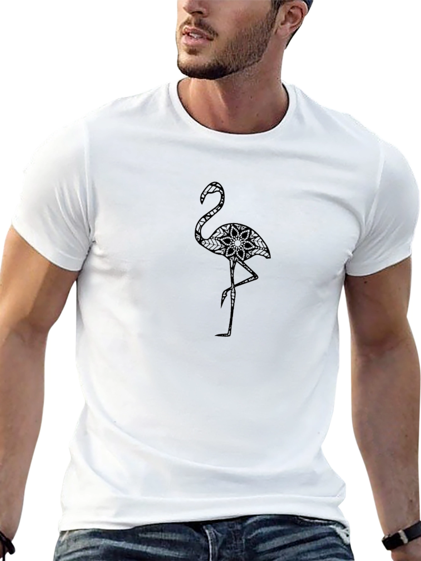 Mens Black Flamingo Graphic Tee - Stylish Casual Wear