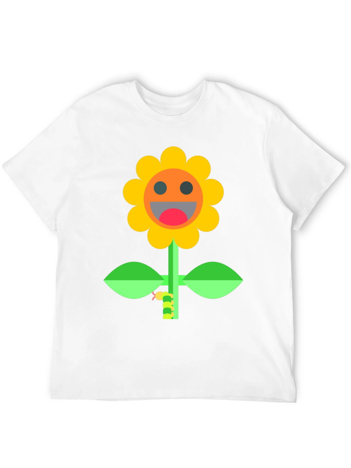 Smiling Sunflower Graphic Tee - Black Cotton Shirt