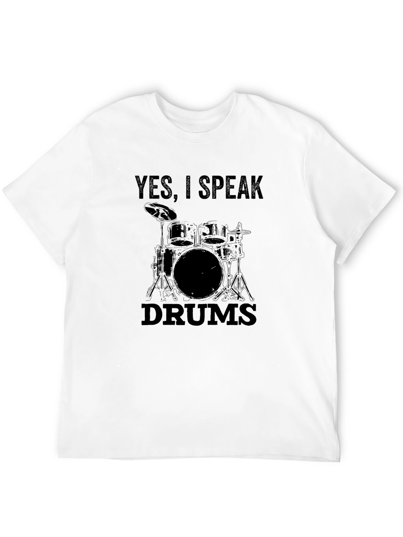 Yes I Speak Drums Black Graphic T-Shirt