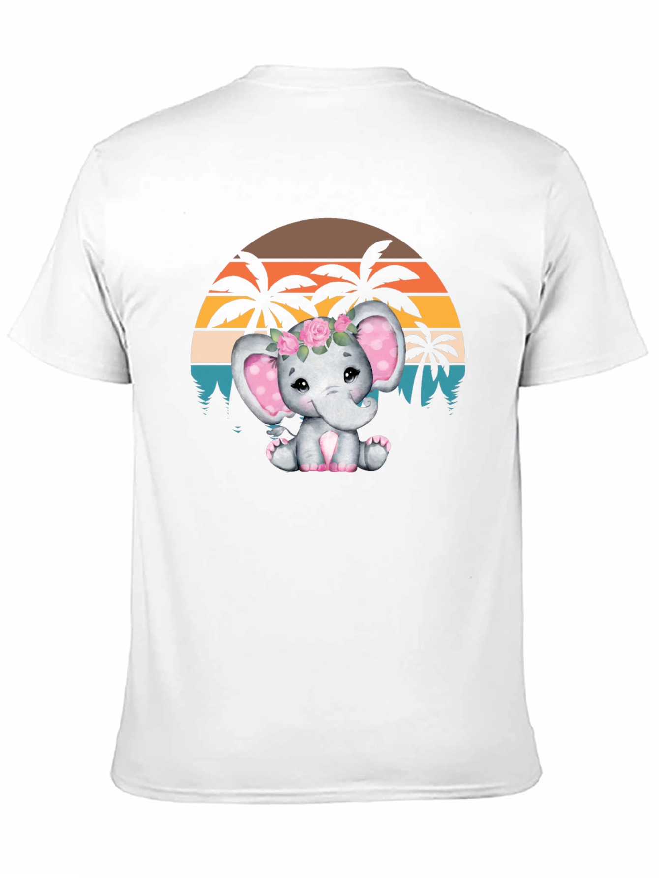 Cute Elephant Sunset Graphic T-Shirt - Soft Cotton Blend