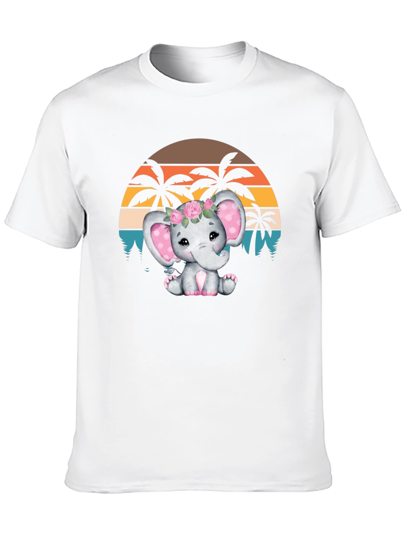 Cute Elephant Sunset Graphic T-Shirt - Soft Cotton Blend