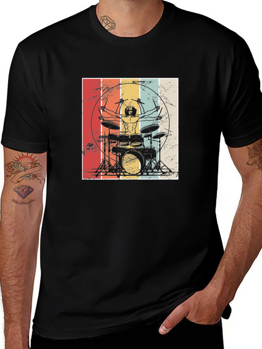 Vintage Drummer T-Shirt - Music Lover Tee