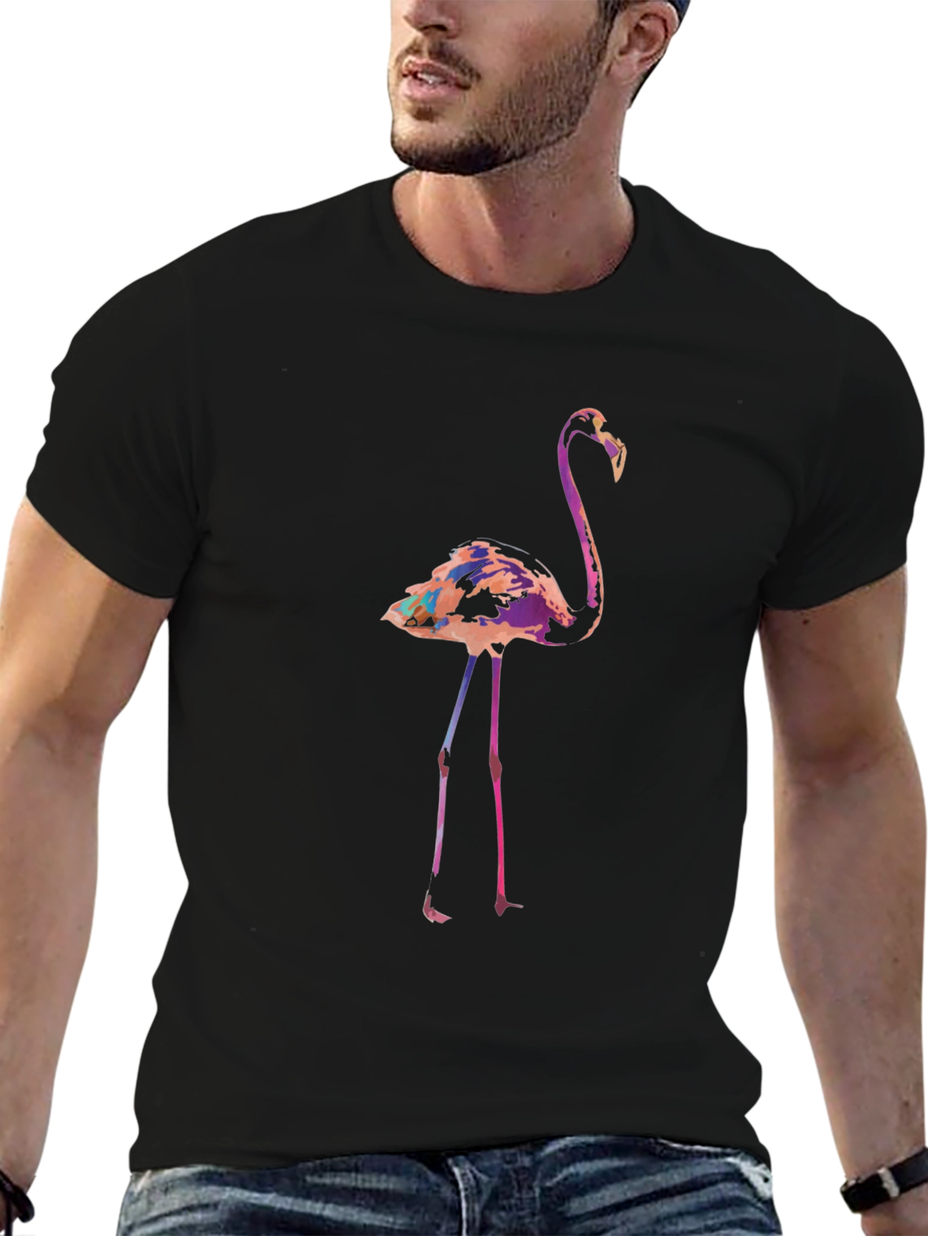 Flamingo Graphic Tee - Modern Mens Casual Shirt