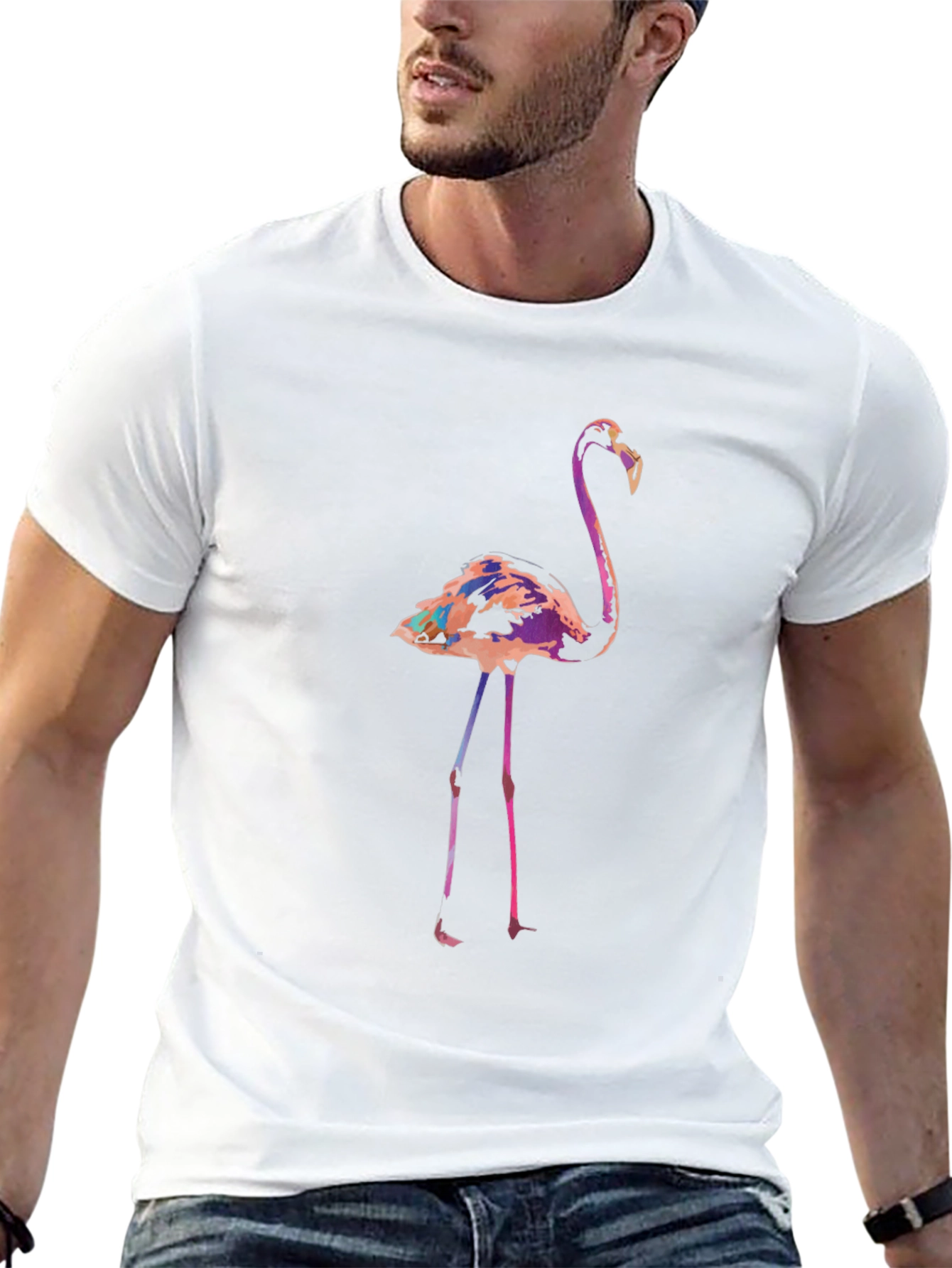 Flamingo Graphic Tee - Modern Mens Casual Shirt