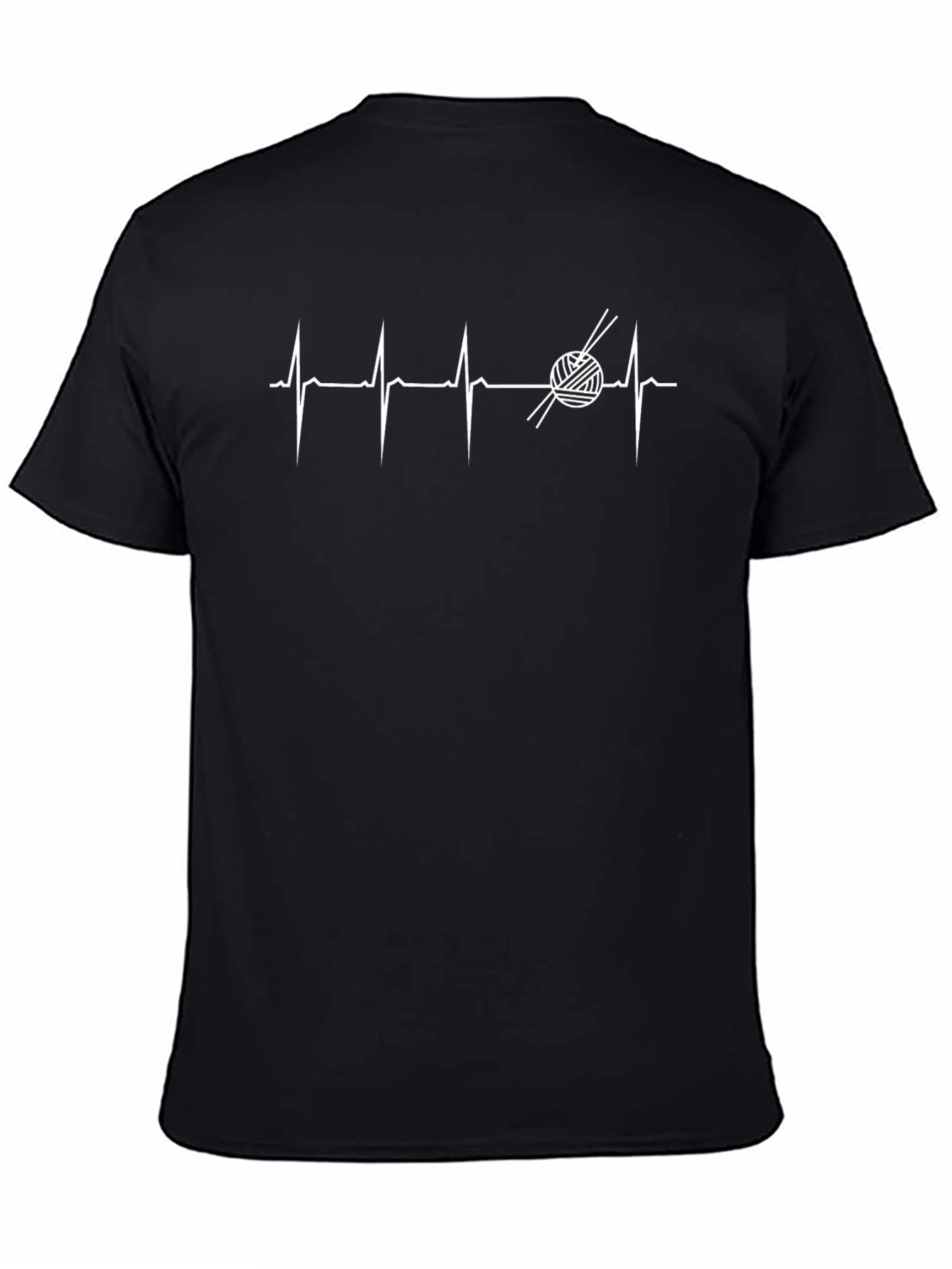 Knitting Heartbeat T-Shirt - Black