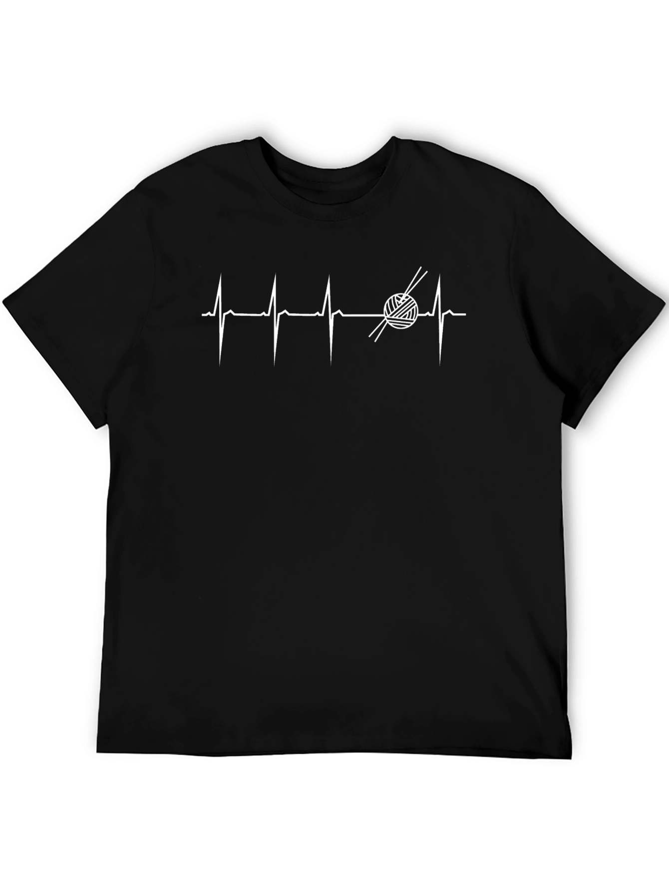 Knitting Heartbeat T-Shirt - Black