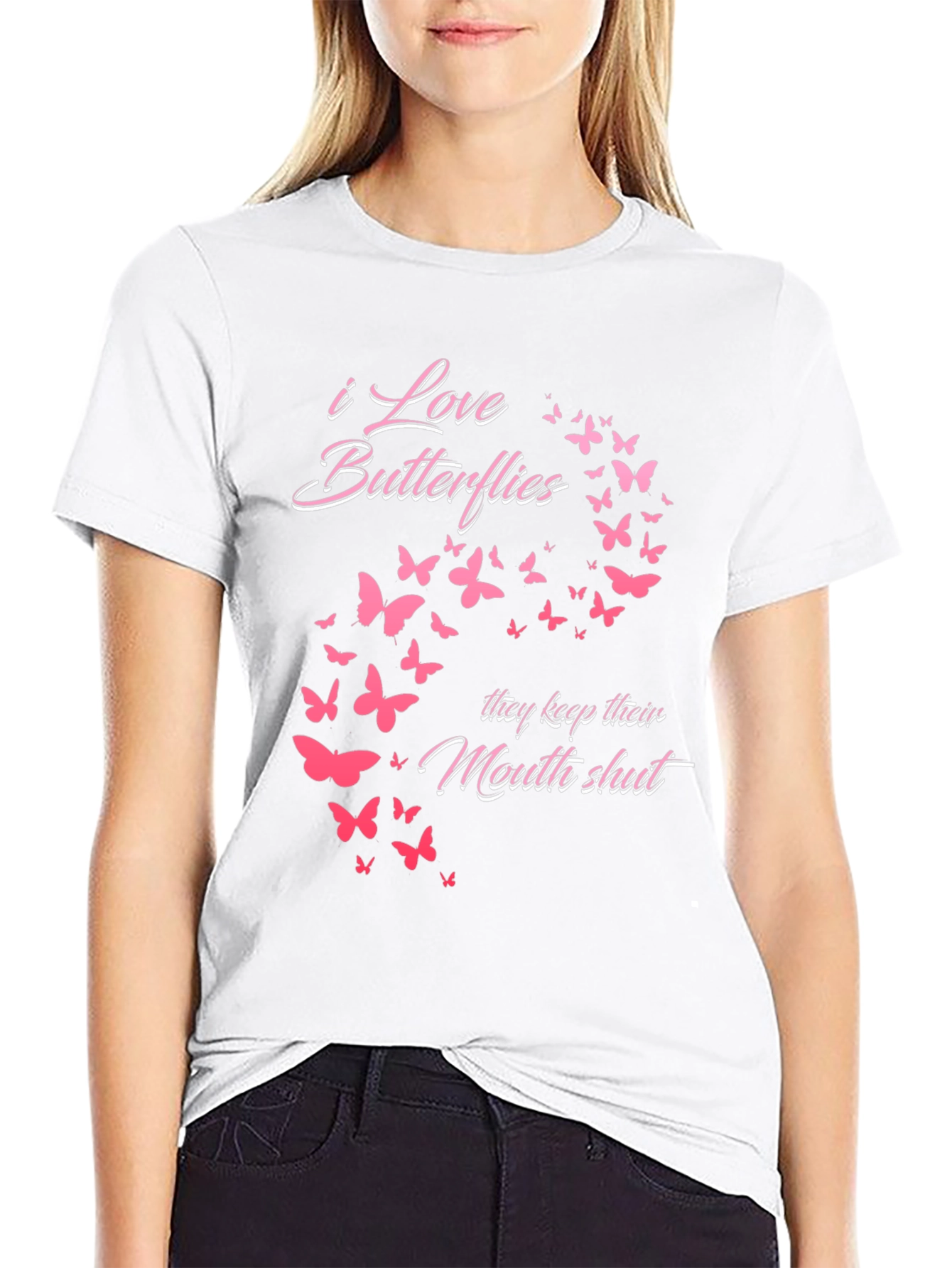 I Love Butterflies Graphic Tee - Black