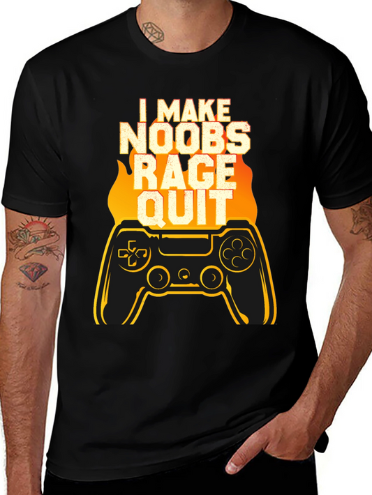I Make Noobs Rage Quit Black Gaming T-Shirt