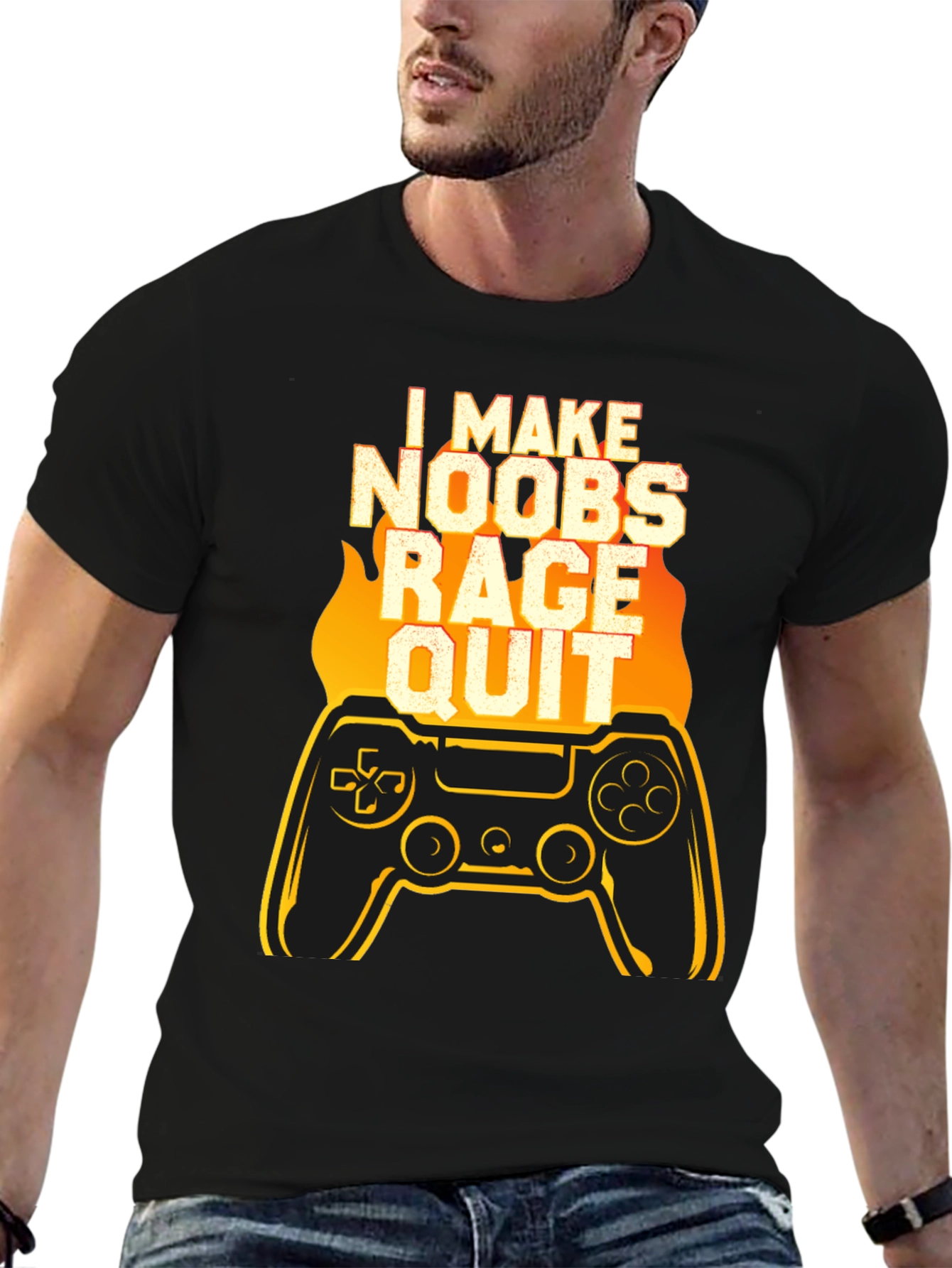 I Make Noobs Rage Quit Black Gaming T-Shirt