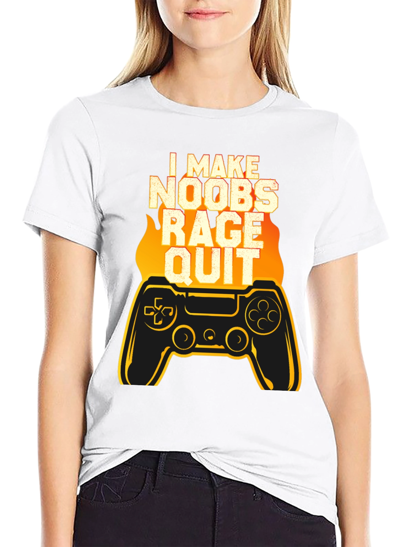 I Make Noobs Rage Quit Black Gaming T-Shirt