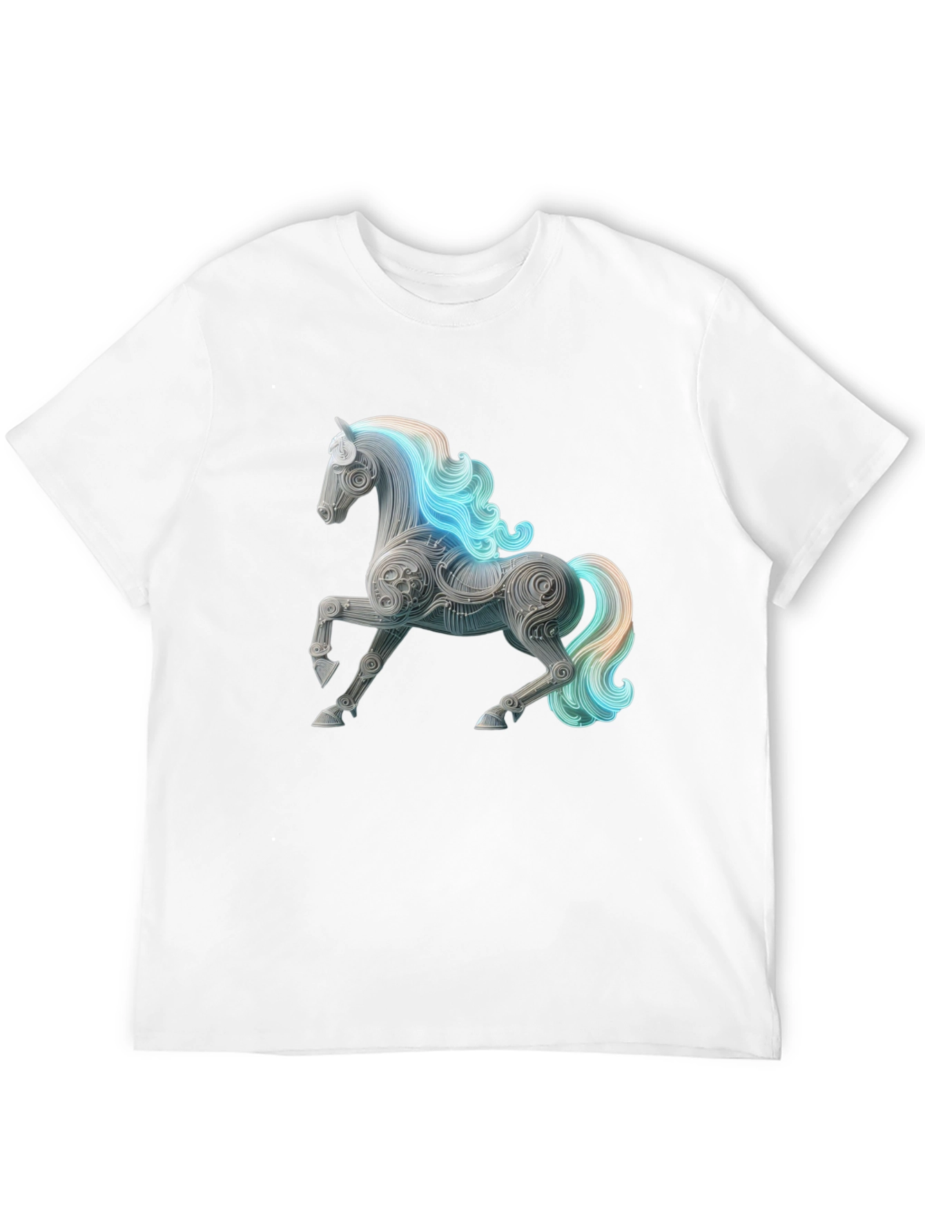 Artistic Horse Graphic Tee - Black Cotton Blend