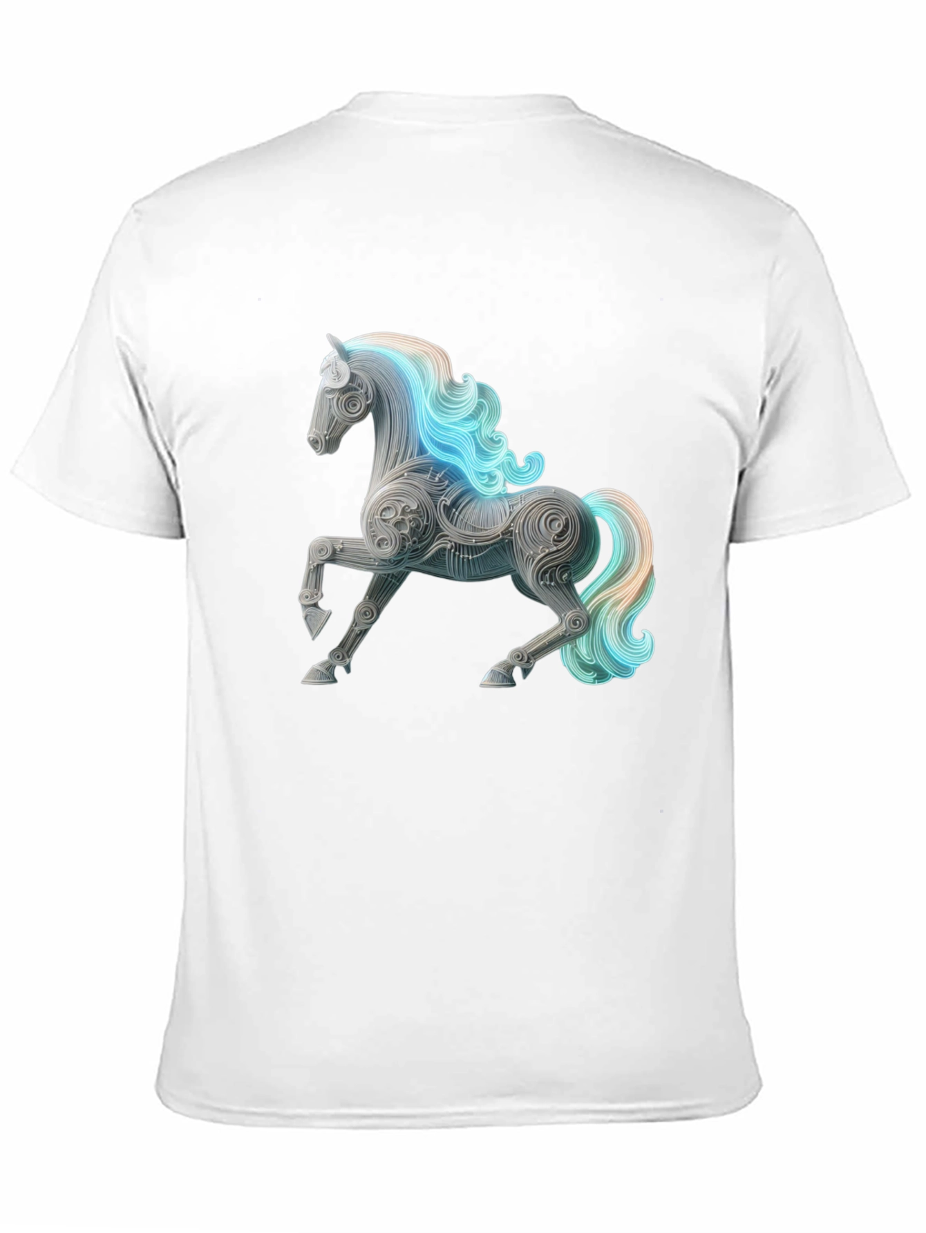 Artistic Horse Graphic Tee - Black Cotton Blend