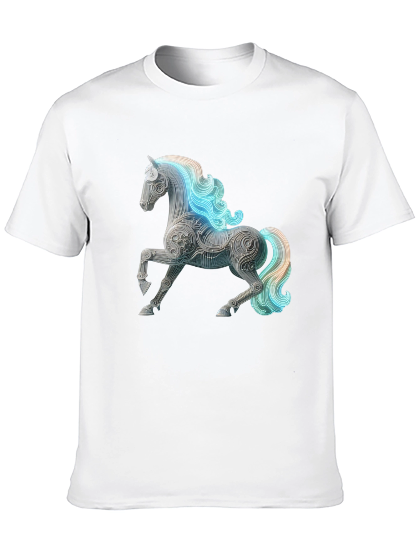 Artistic Horse Graphic Tee - Black Cotton Blend