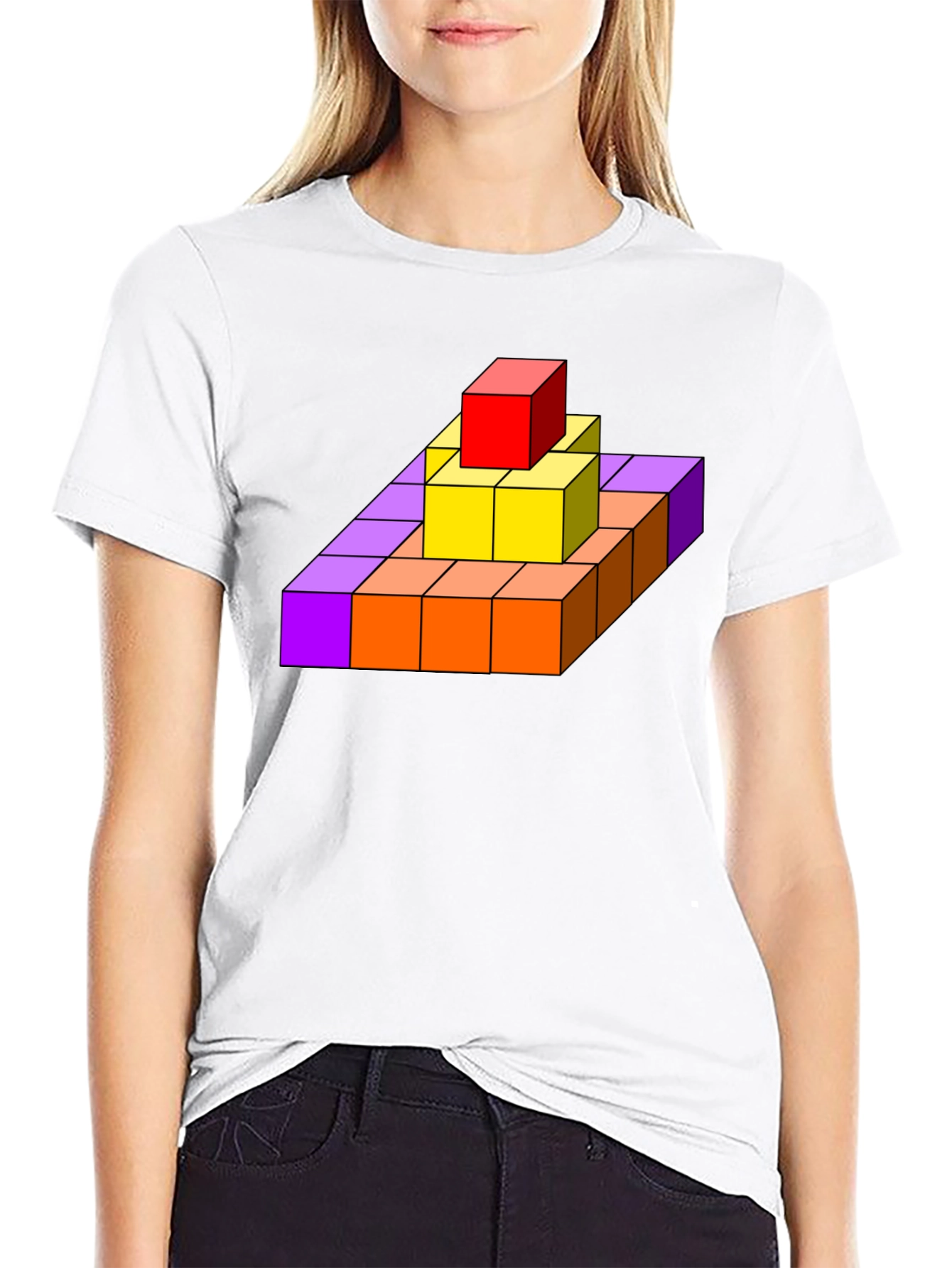 Geometric Cube Pyramid Graphic T-Shirt