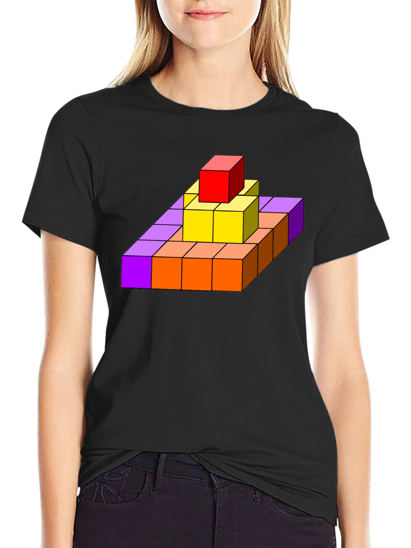Geometric Cube Pyramid Graphic T-Shirt