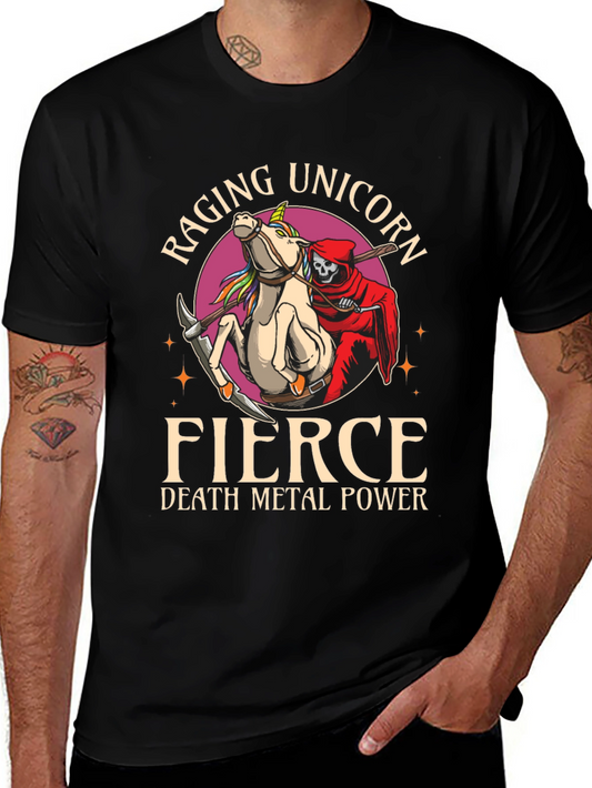 Raging Unicorn Fierce Death Metal Power Graphic T-Shirt